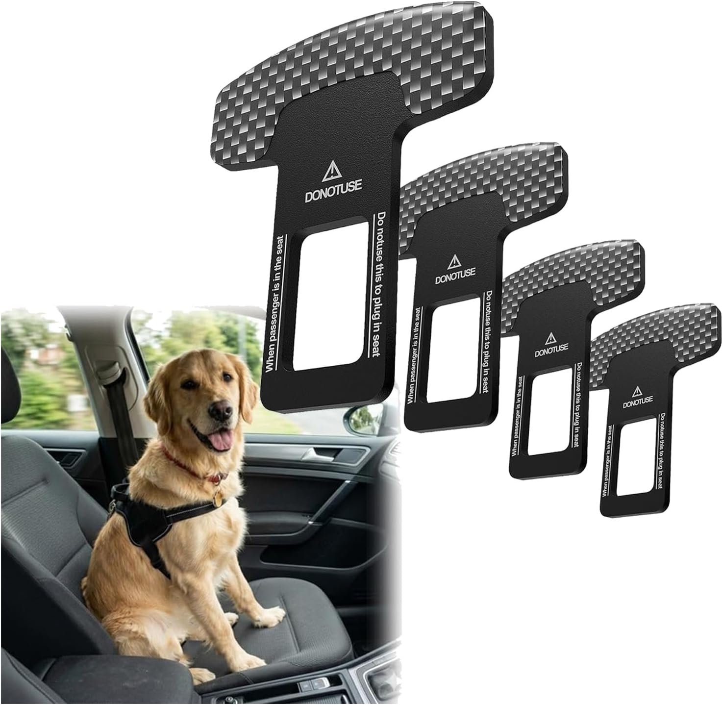 Dog Belt,4 Piece Set Dog Car Adjustable Seat for Vehicle Nylon Pet Safety Heavy Duty & Elastic Car Harness for Dogs