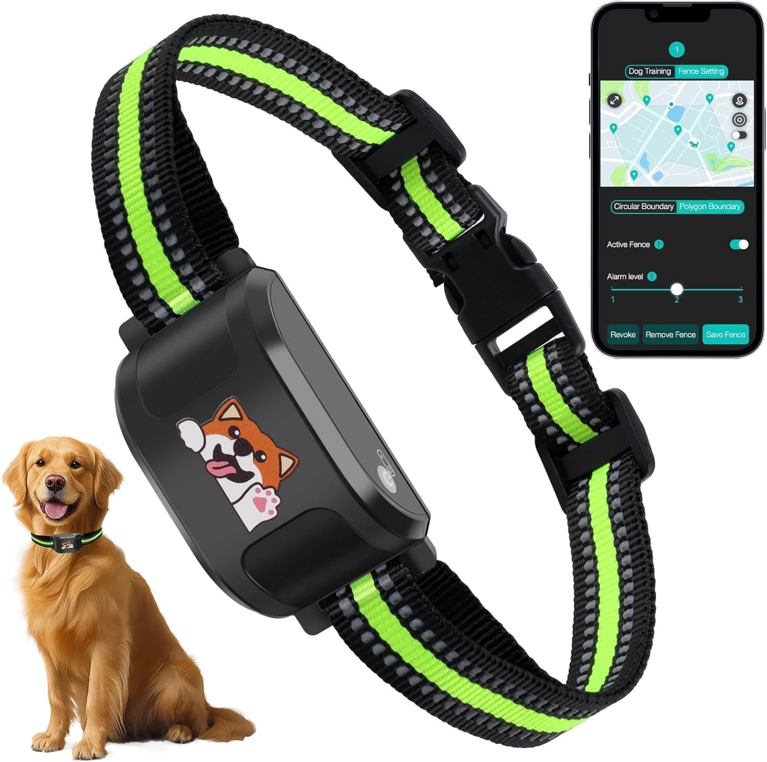 GPS + Wireless Dog Fence & Training Collar – No Subscription, App Geo-Fence 3280ft, 60-164ft Bluetooth Training, 3 Correction Modes, Auto Sleep/Wake, 7-Day Battery, 3-Dog Support