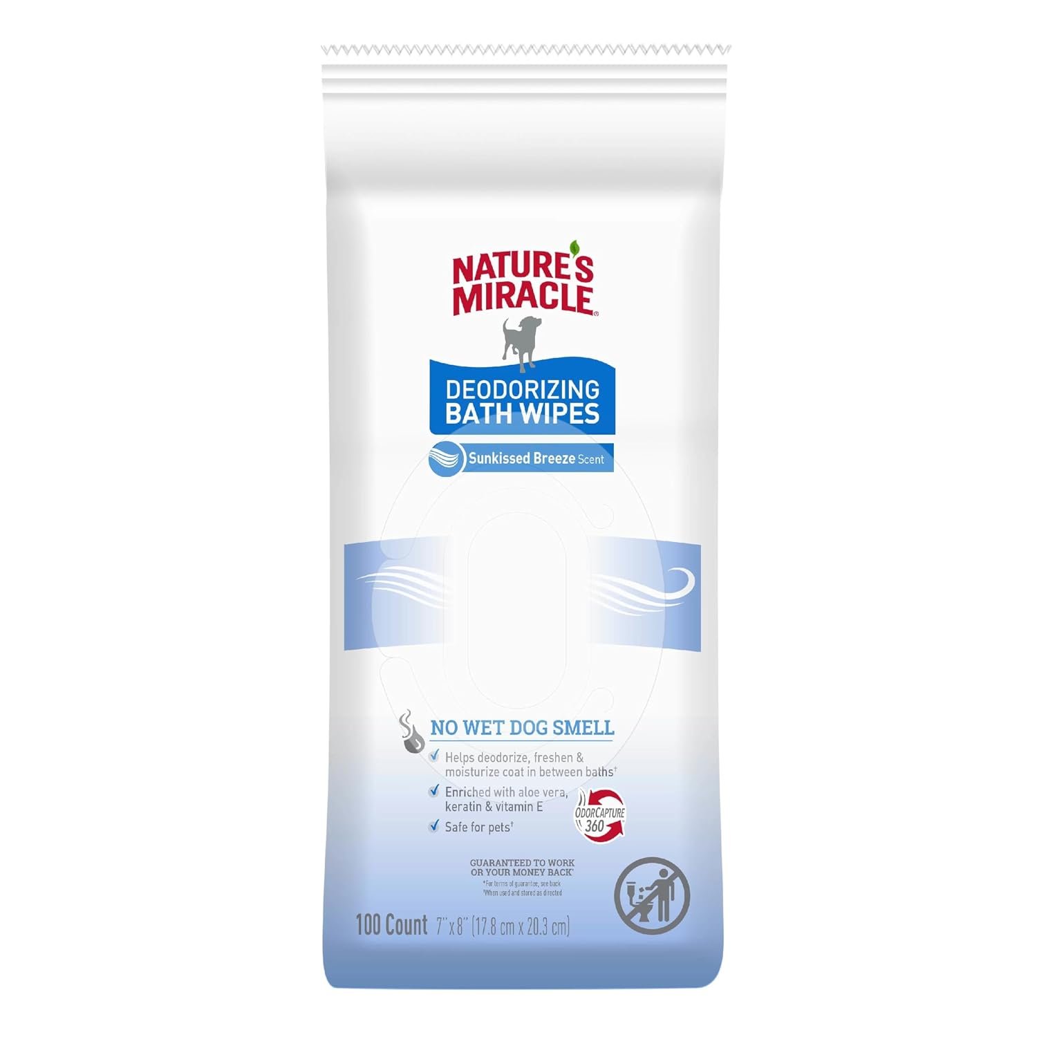 Nature’s Miracle Deodorizing Bath Wipes for Dogs, 100 Count