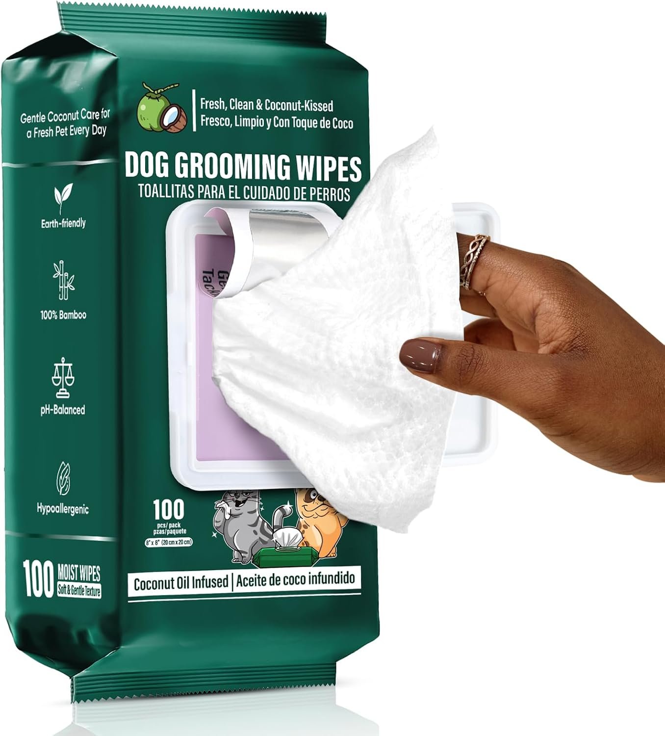 ATIFBOP Dog Wipes for Paws and Butt, Hypoallergenic Grooming, 100 Wipes