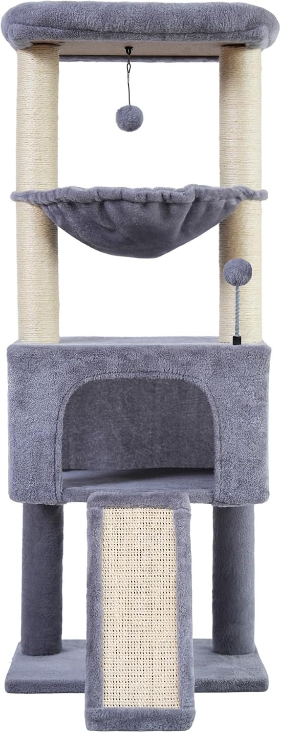 ROYPET Fashion Design 43.3″ Cat Trees with Cat Houses,Grey