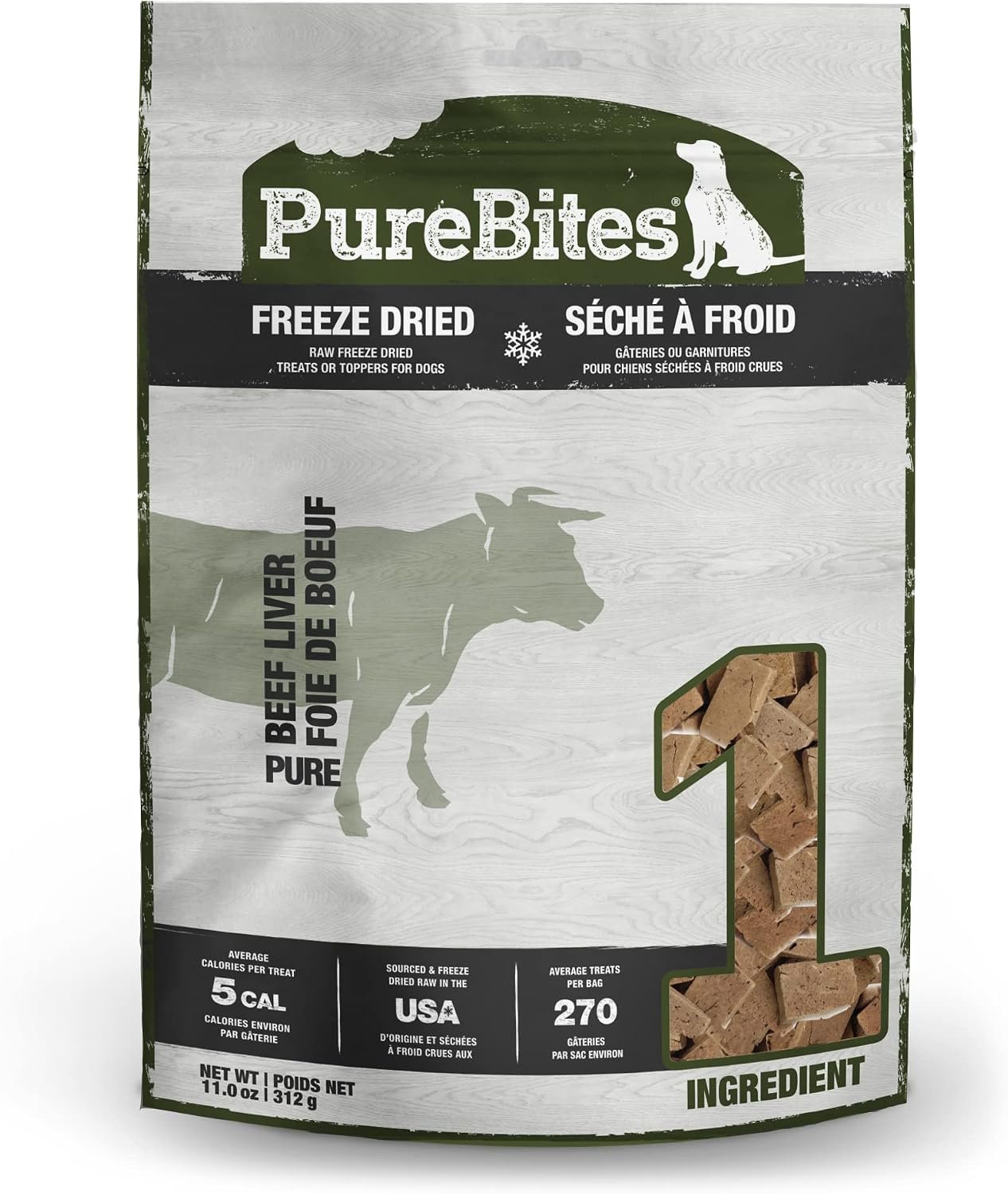 PureBites Beef Single Ingredient Freeze Dried Dog Treats, 11 oz