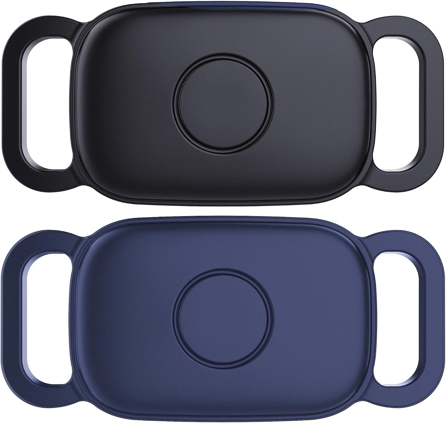 DDJ 2-Pack Waterproof Dog Collar Holder for Tile Life360 Pro 2024 Tracker, Silicone Cover Full-Body Protective Case for Tile Tracker Pet Collar Harness, Ultra Durable, Lightweight,Black+Blue