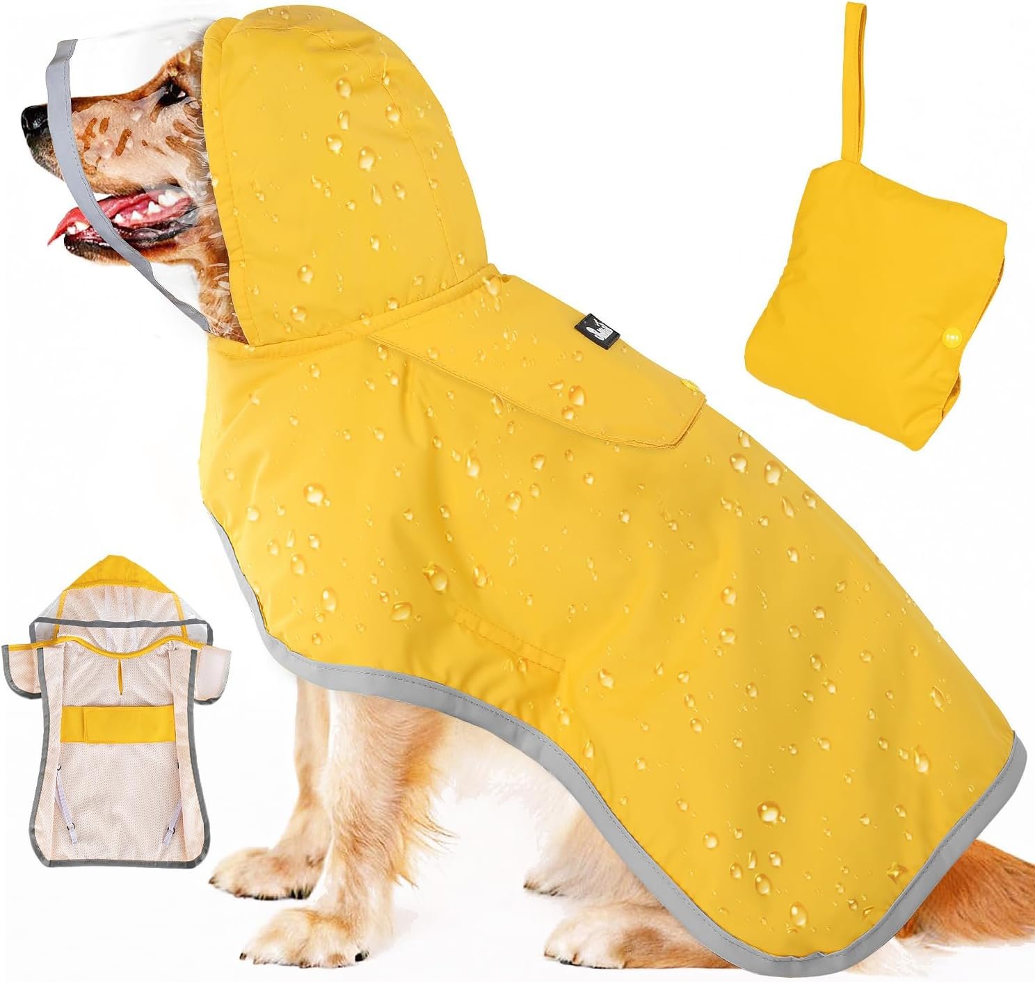 SlowTon Dog Raincoat, Waterproof Dog Rain Jacket with Clear Hooded, Y XL