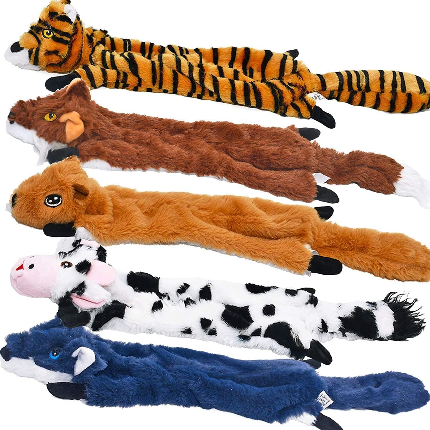 SHARLOVY Dog Squeaky Toys 5 Pack, Pet Crinkle Toy No Stuffing Animals Plush