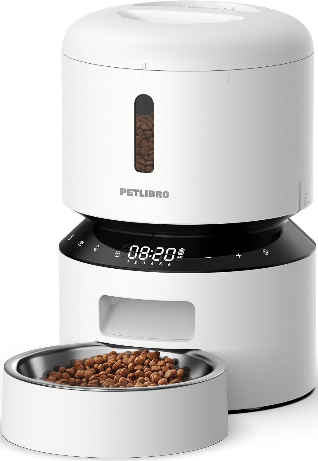 PETLIBRO Automatic Cat Feeder – 3L Programmable Pet Food Dispenser with Freshness Preservation, Timed Portion Control, Voice Meal Call & Dual Power Supply, Healthy Feeding for Cats & Small Dogs White