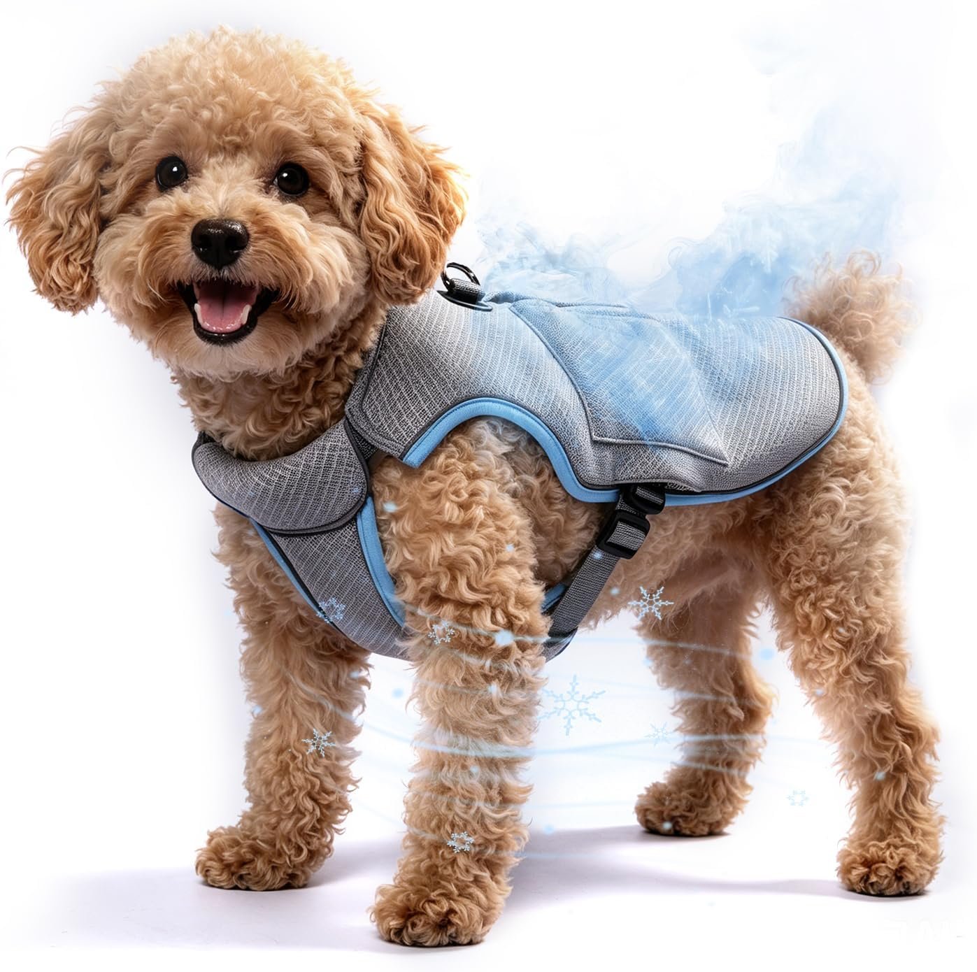 Mora Pets Cooling Vest for Dogs with Ice Pack Evaporation Cooling Fully Adjustable Dog Harness Fit Small Medium Large Dogs Light Blue M