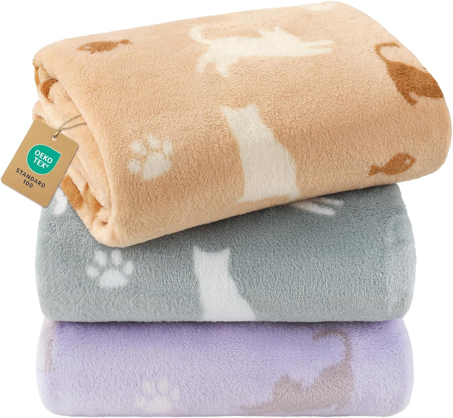 Luciphia 3 Pack Cute Cat Blankets Cozy Small Throw for Pet Puppy,23″x16″
