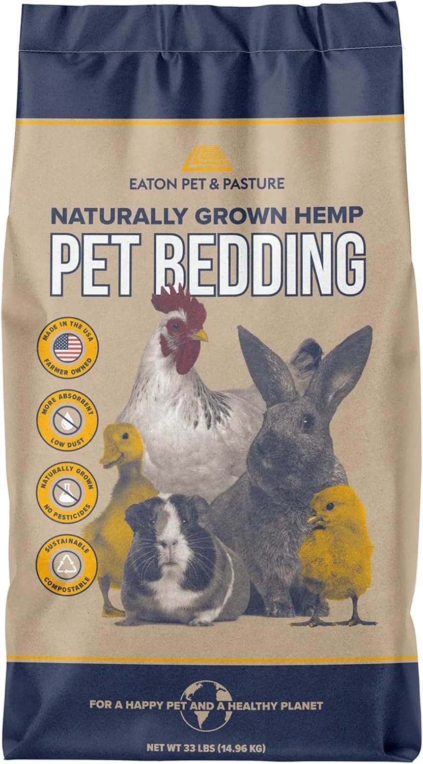 Eaton Pet and Pasture USA-Grown Hemp Bedding for Chickens & Rabbits, 8 Lbs | Ultra-Absorbent, Low Dust, Ideal for Nesting Boxes, Hamsters, and Other Small Pets, No Added Chemicals