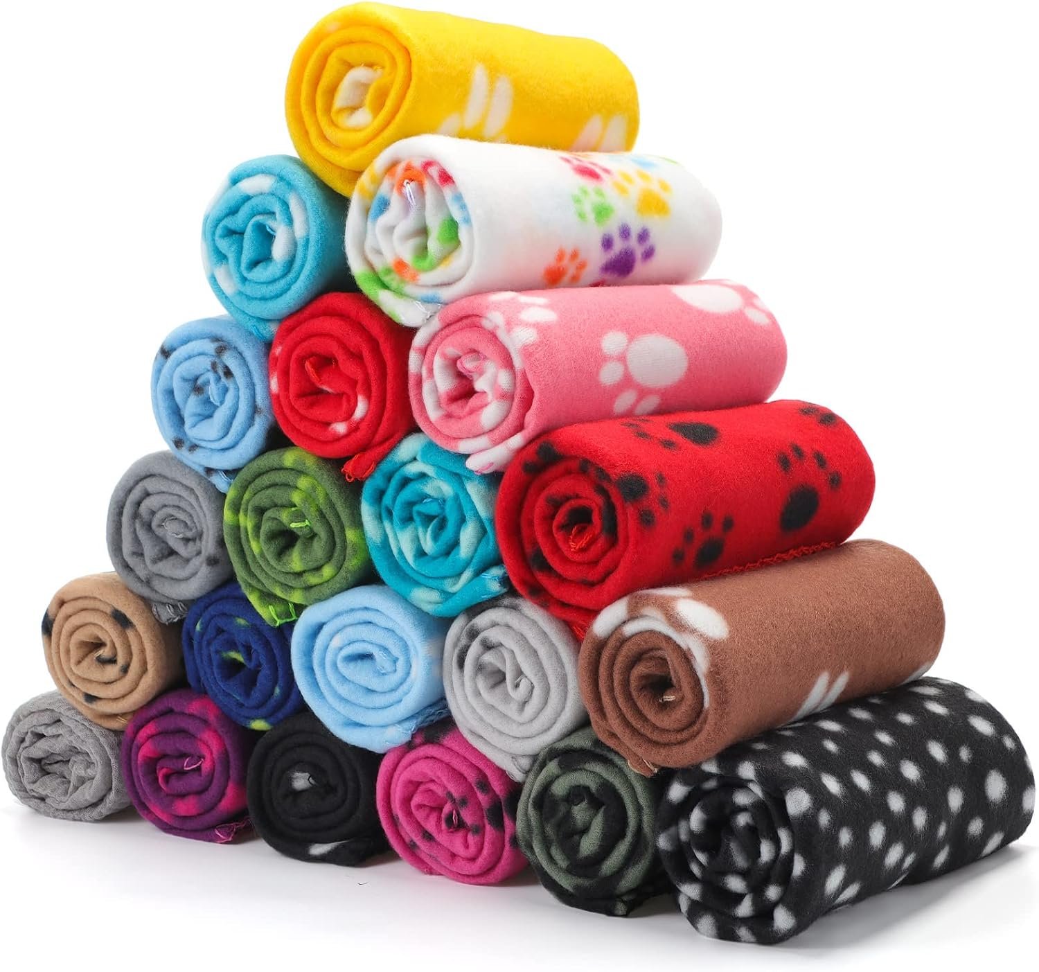Eccliy 20 Pcs Puppy Blanket Fleece Pet Dog Throw, Paw, 28 x 24 Inch