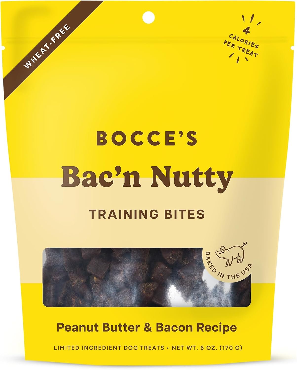 Bocce’s Bakery Bac’n Nutty Training Dog Treats, PB & Bacon Flavor (6 oz)