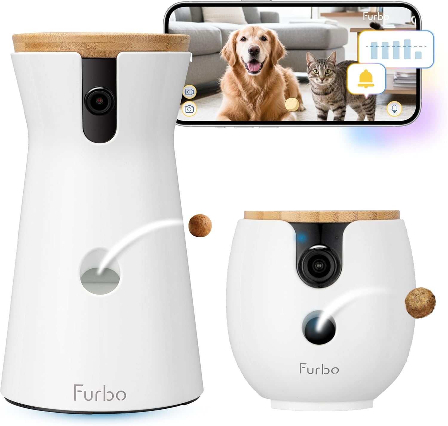 Furbo 360° Dog Camera + Mini 360° Cam [New Subscription Required at Setup] 2-Camera Bundle Nanny Subscription: Dog Safety Alerts, Pet Camera with Speaker, Phone App & Night Vision