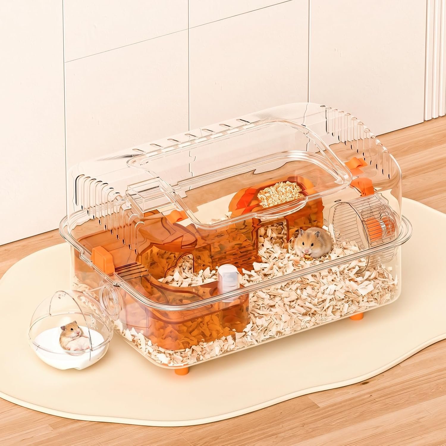 Clear Hamster Cage with External Bath, Dwarf Habitat