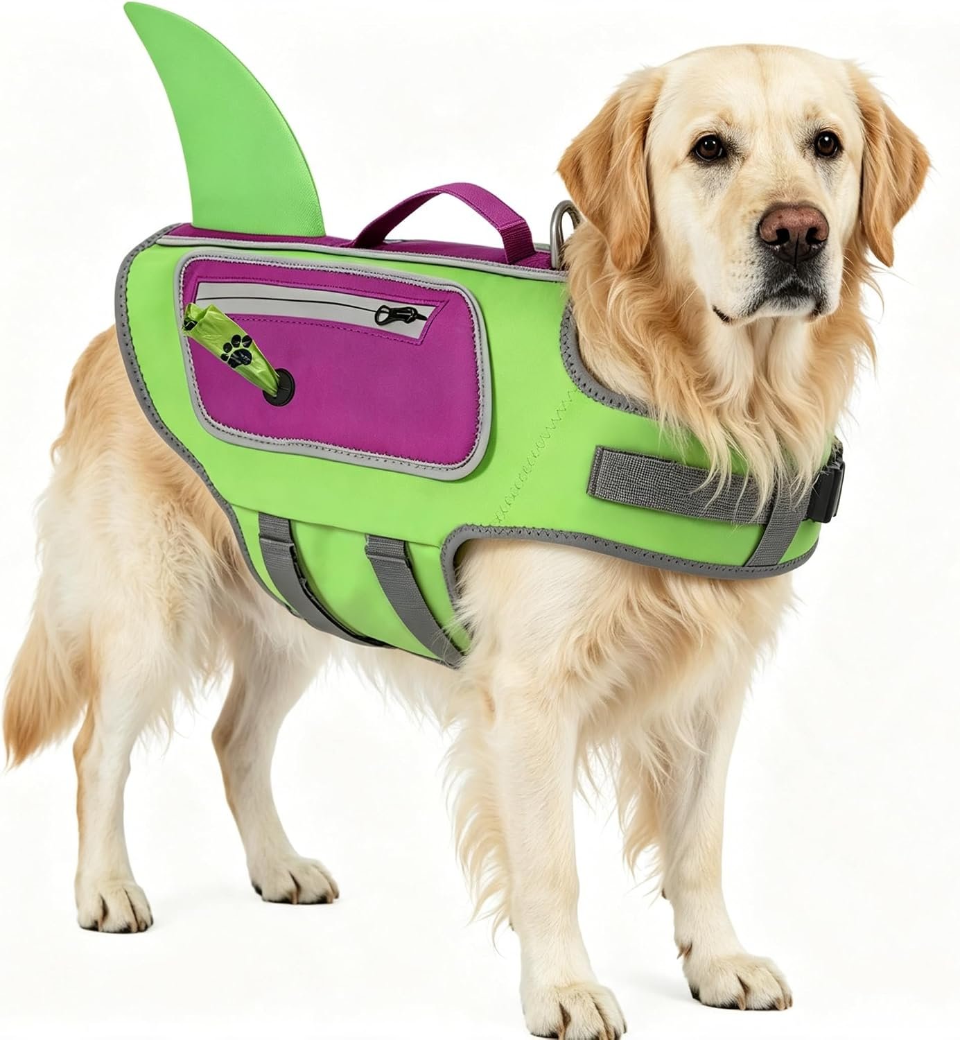 Dog Life Jacket Shark, Good Visibility Dog Life Vest for Swimming