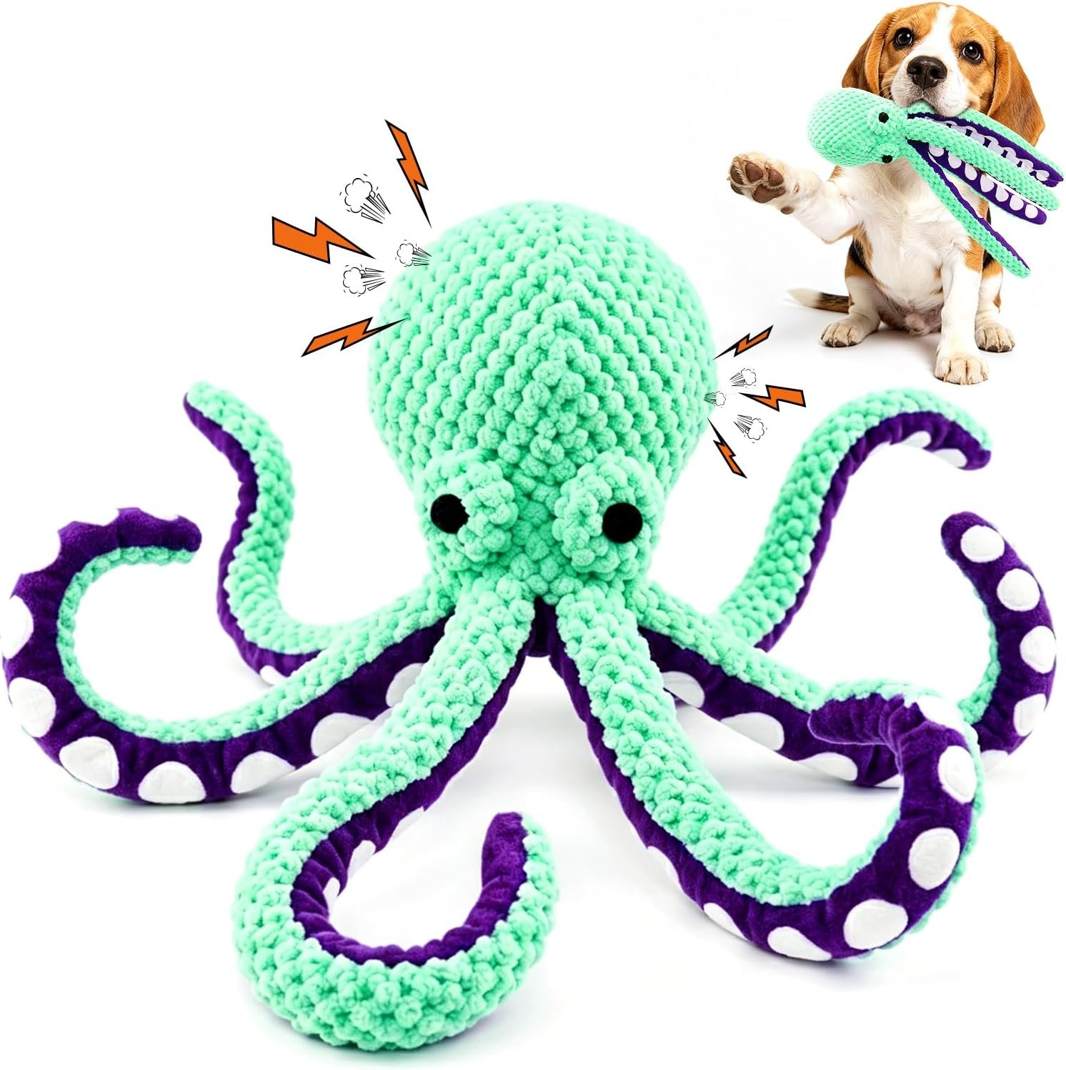 Fuufome Octopus Squeaky Dog Toys for Puppy, Small and Medium Large Breed