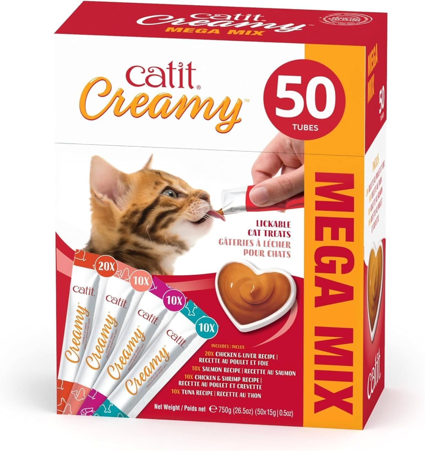 Catit Creamy Lickable Cat Treat, 50 Pack