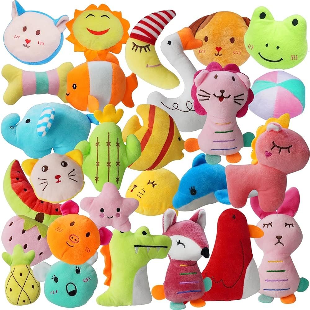 27 Pack Puppy Squeaky Toy Cute Bulk Plush for Small Dogs | interactive play squeaky soft dog chew toy