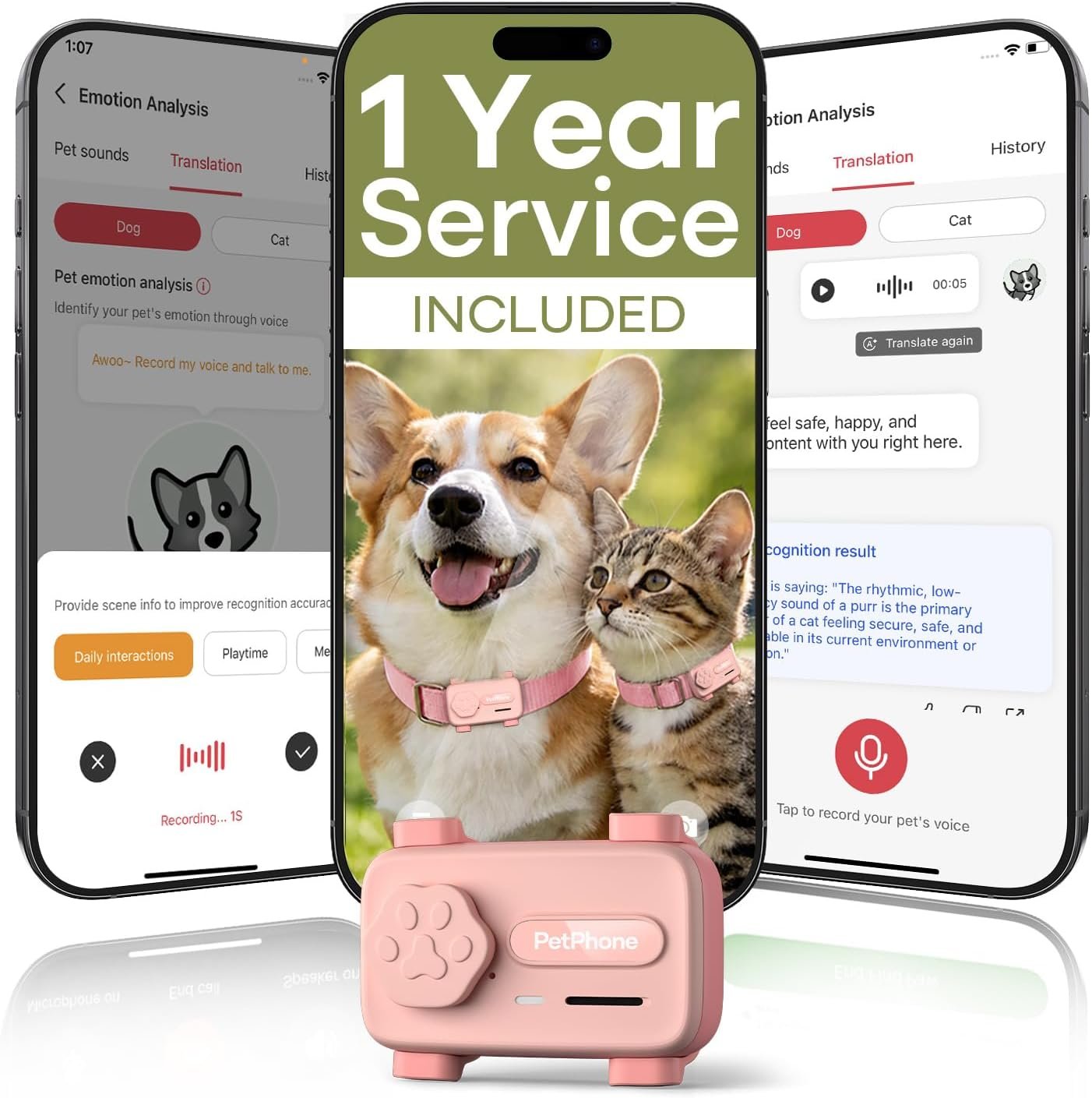 AI-Powered Smartphone for Pets, Support Emotion Detection, 2-Way PetChat