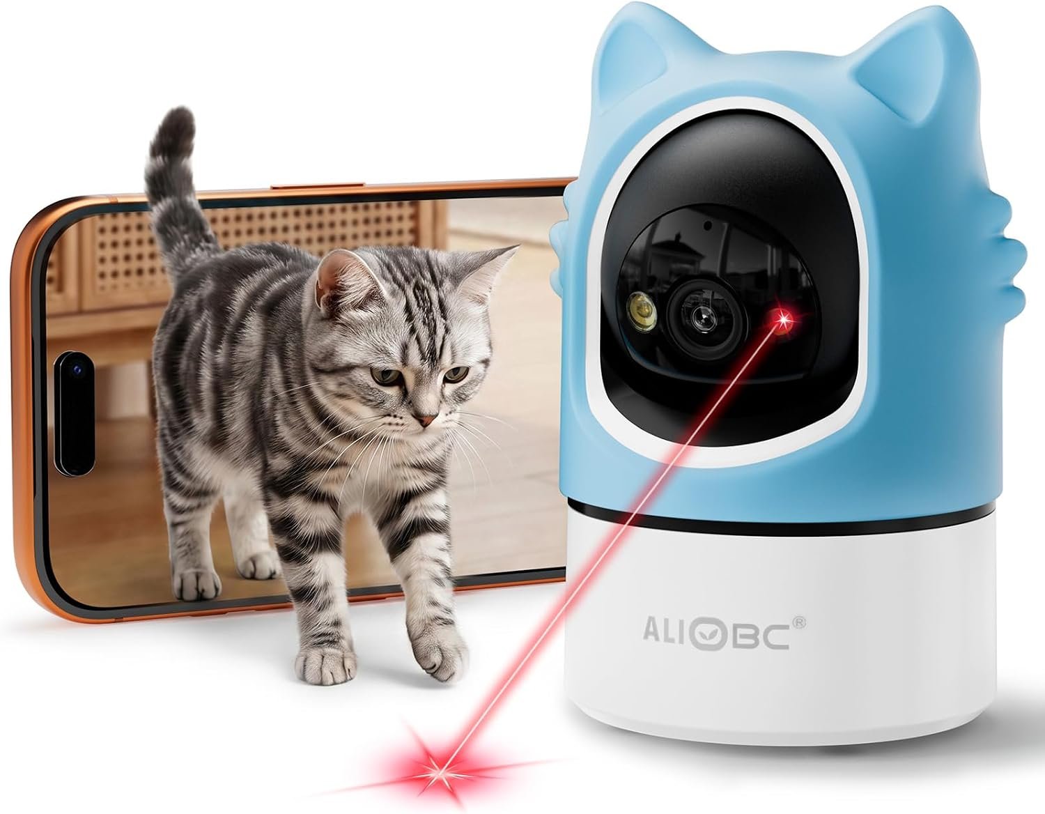 ALIOBC Pet Camera with Phone App Laser Toy 2K Cat Camera no Subscription