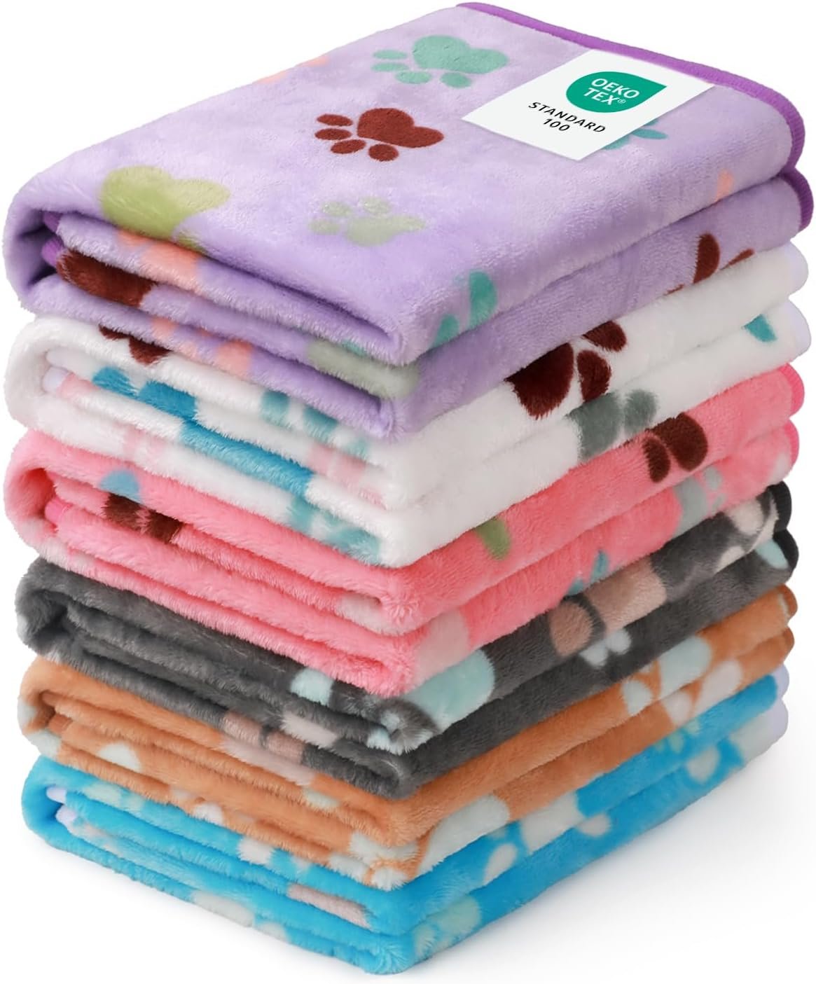 Luciphia 1 Pack 6 Dog Blankets Cat Soft Fluffy Fleece Pet Blanket Warm Cute Print Design Puppy Kitten Doggy Paw Small(23″x16″)