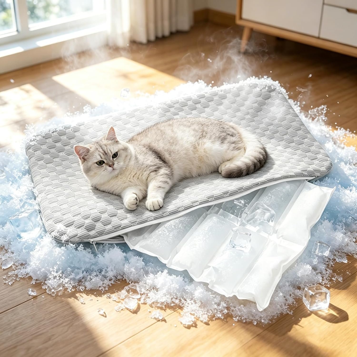 GOLOPET Dog Cooling Mat, Self-Cooling Pad for Dogs – 12″ x 19″ Washable Non-Toxic Summer Pet Mat, Refrigerable, Non-Slip Foldable Portable Soft Pad for Indoor Outdoor, Kennel Sofa Bed Floor Car