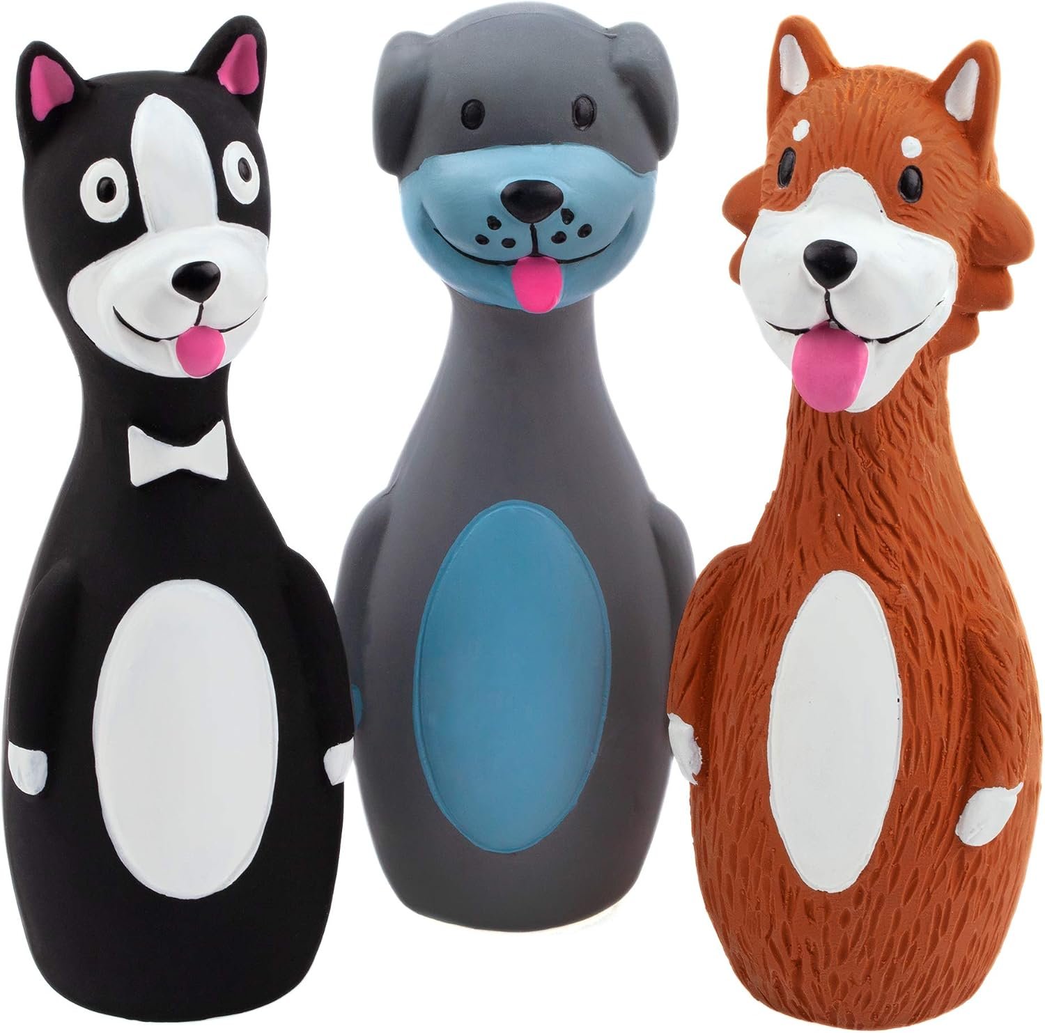 CHIWAVA 3PCS 5.7” Squeaky Latex Short Standing Stick Toy for Small Dogs