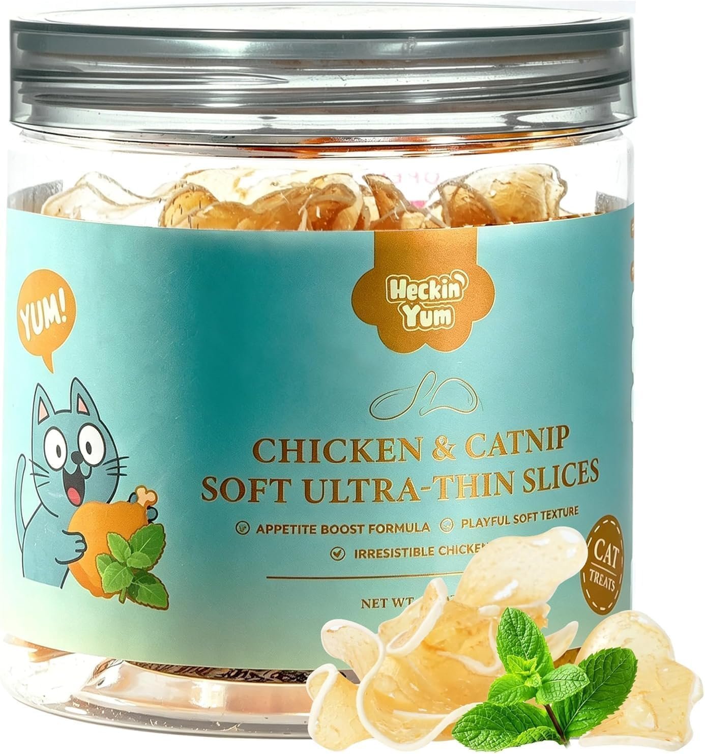 Soft Chicken & Catnip Cat Treats Thin Slices Easy Chew 3.2 oz