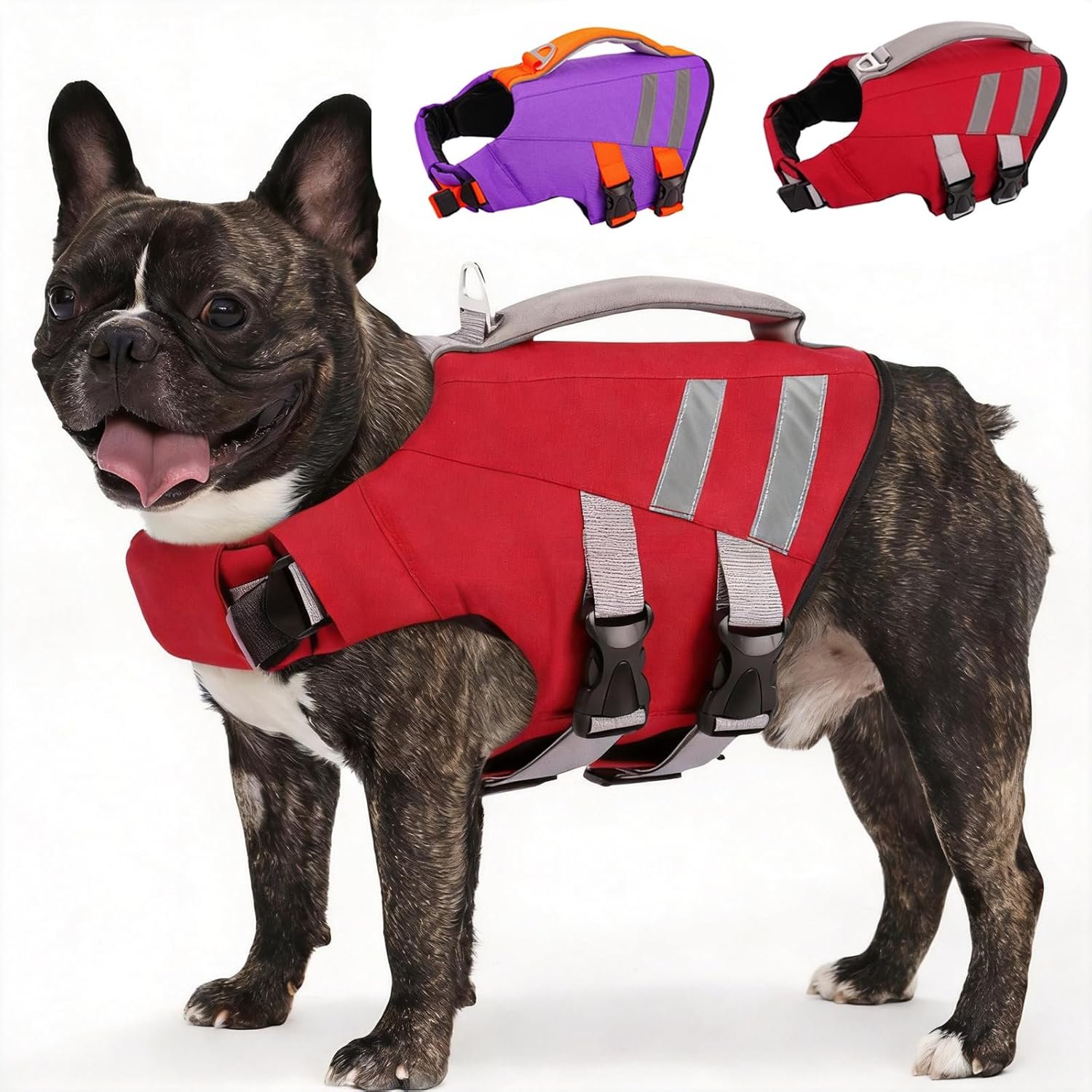 LeLePet Dog Life Jacket, High Flotation Swim Vest for Dogs S Red