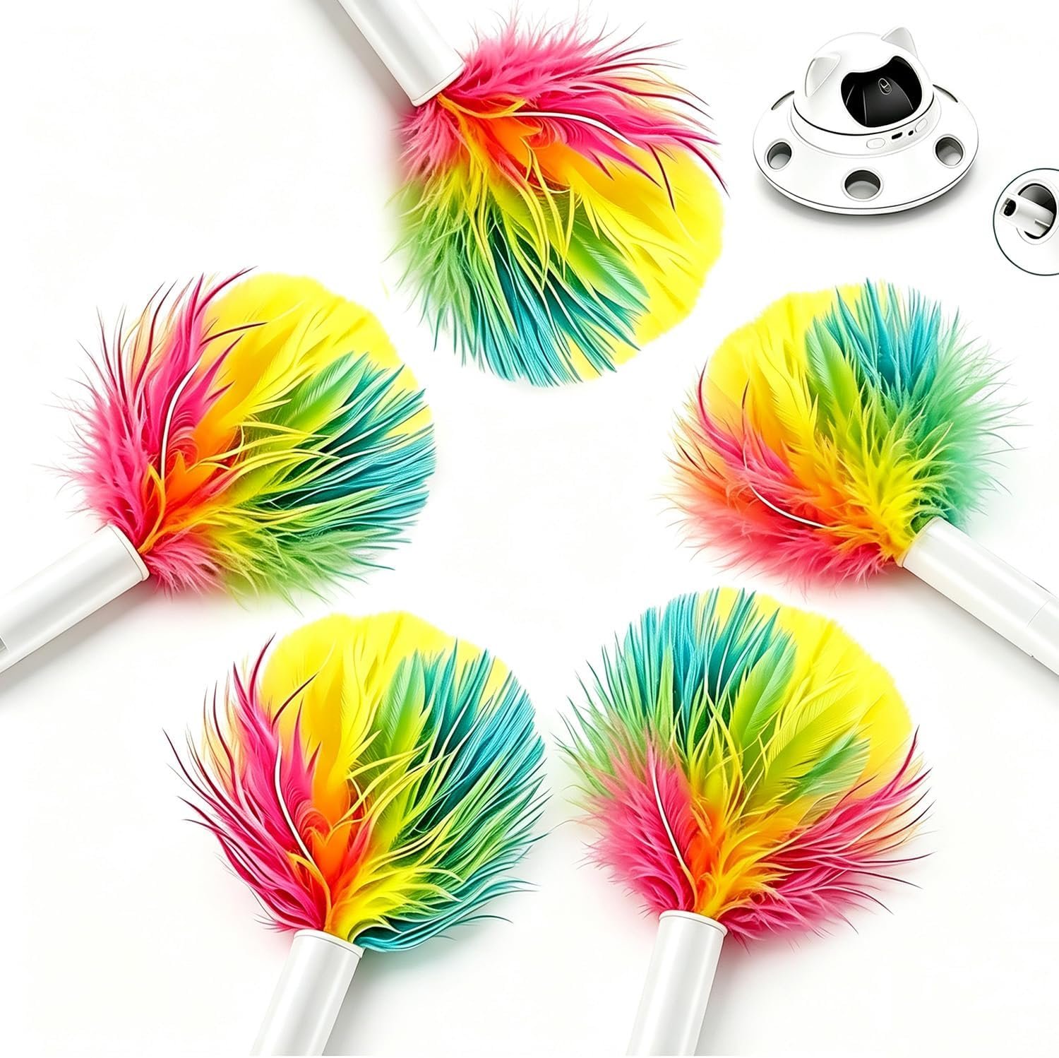 Telescopic Feather Decor Parts, Replacement Accessory 3-in-1 Auto Laser Cat Toy (Only Feather Attachment, Toy Base Not Included)