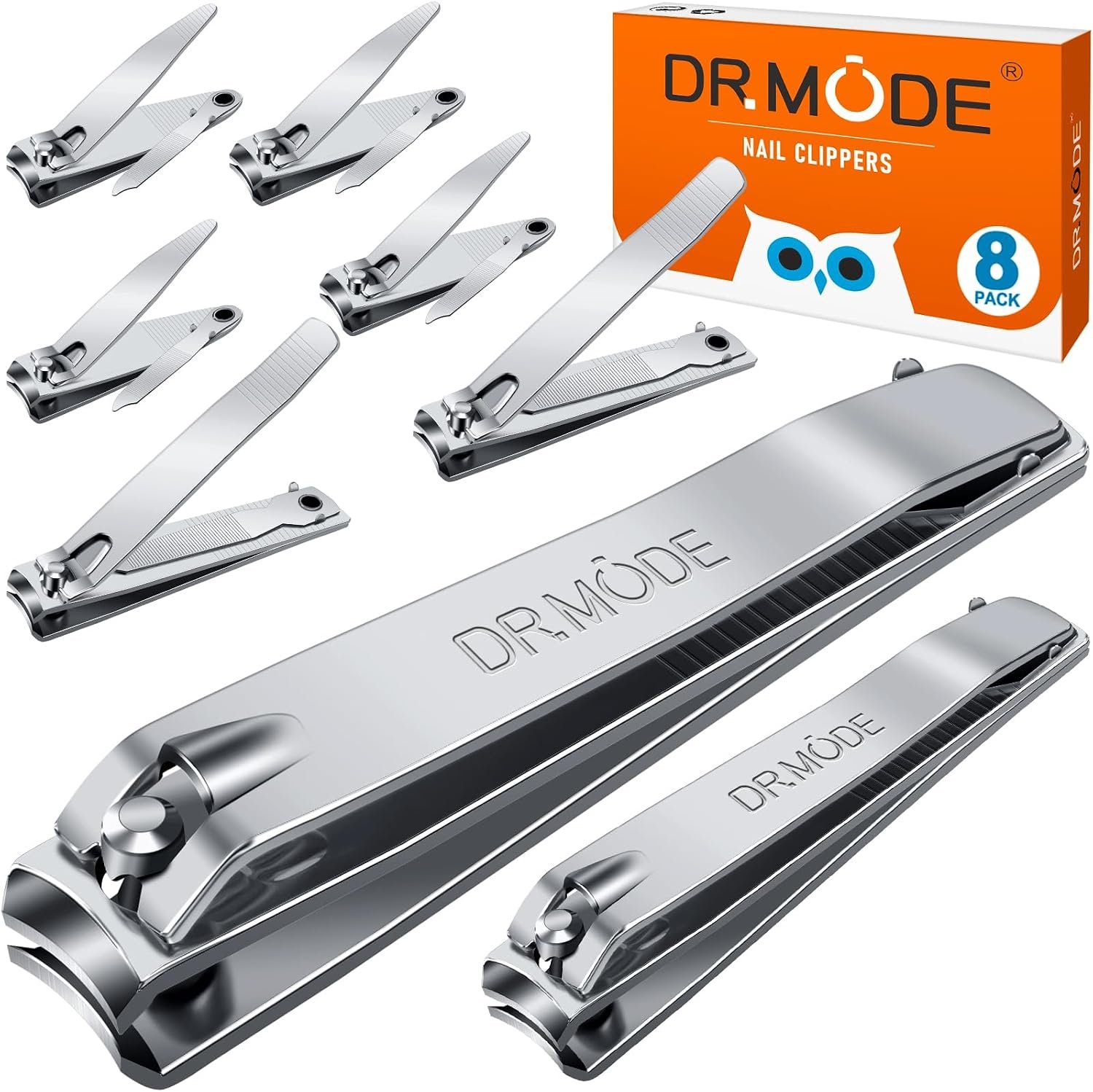 DRMODE Finger Nail Clippers Adult, 8 Pack Nail Clippers Set for Men Women