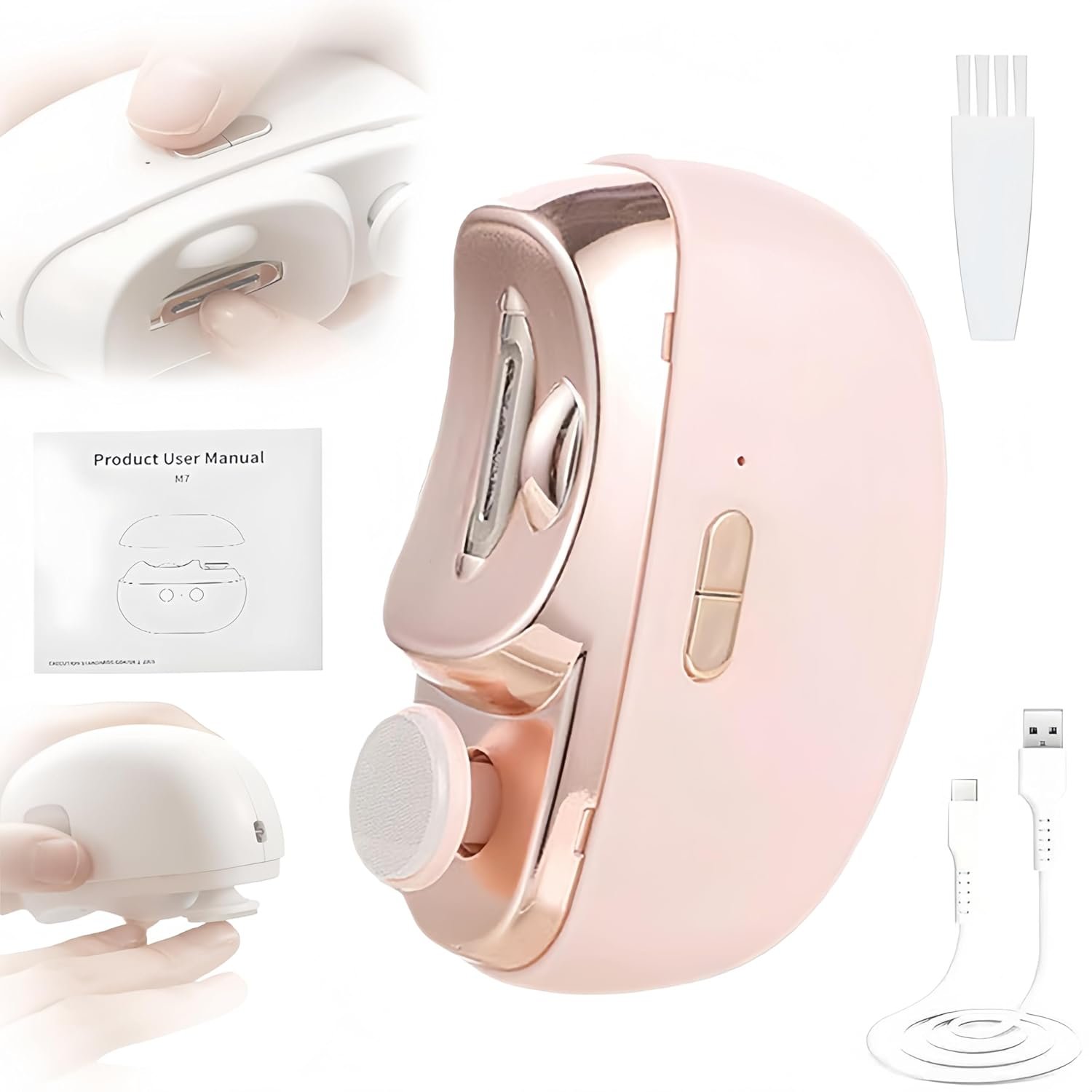 Electric Nail Trimmer Clippers, 3 in1 Automatic Electric Nail Clipper with Polishing for Fingers and Toes with 2 Adjustable Speeds, Electric Toe Nail Cutter for Adults Students Seniors (Pink)