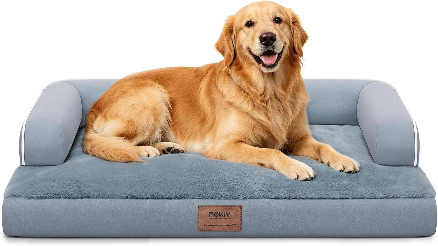 MEKIY Orthopedic Washable Dog Bed with Bolster for Medium to Large Dogs