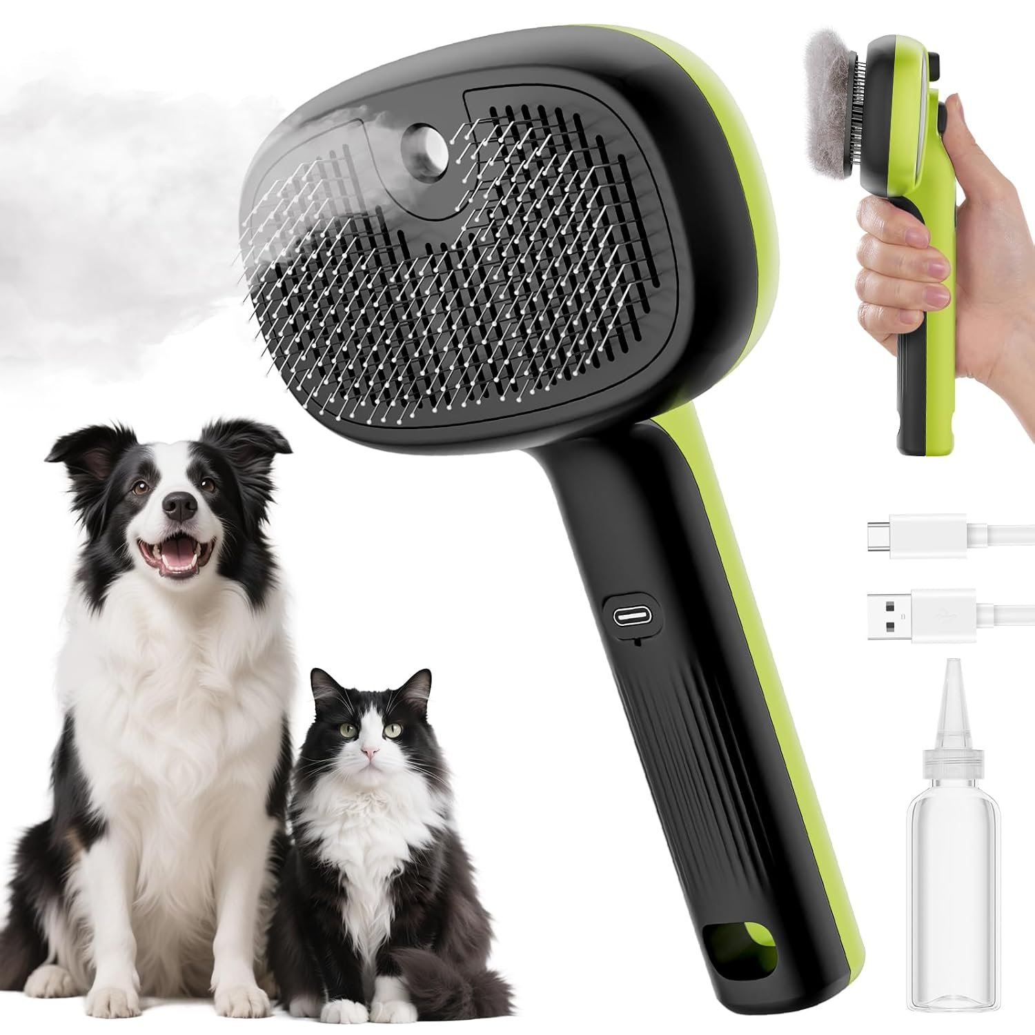 Pecute Self-Cleaning Steam Dog Cat Brush for Heavy Shedding/Long Coats