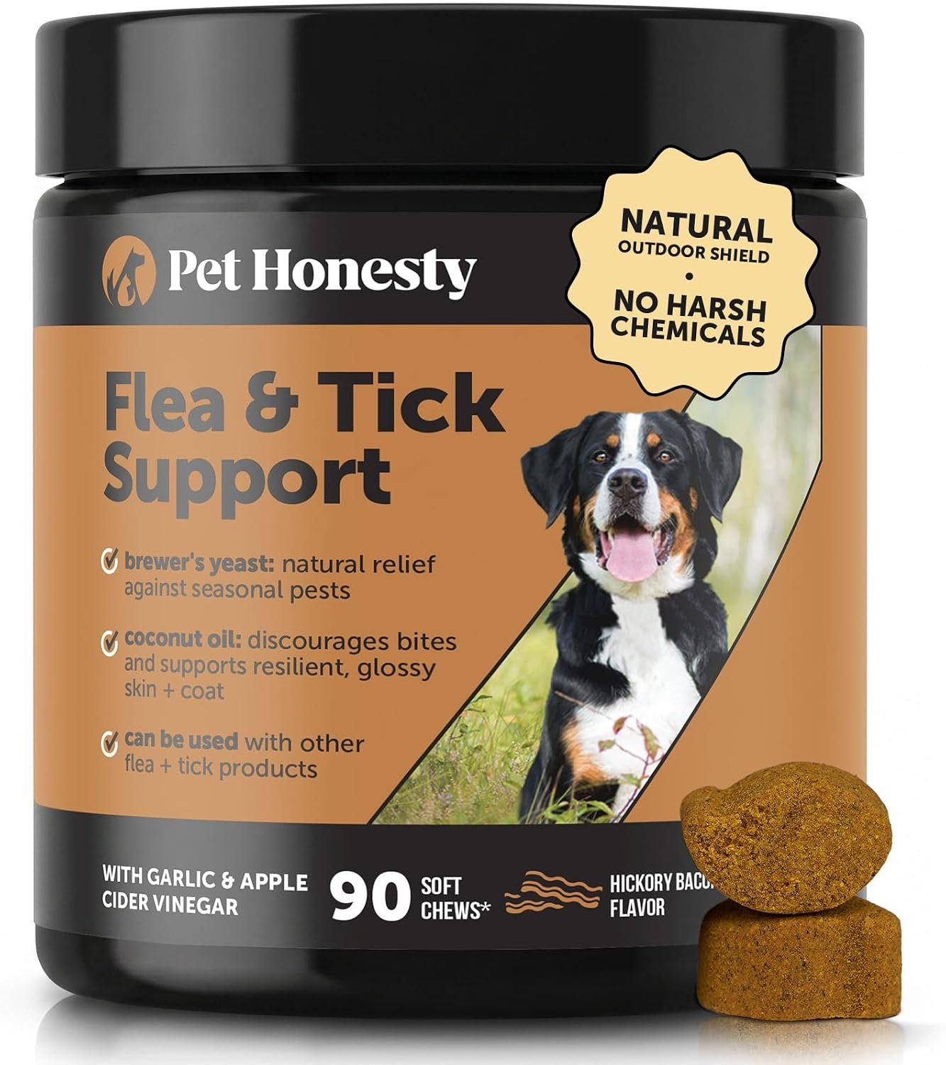 Outdoor Defense Natural Flea and Tick Prevention for Dogs Supplement – Dog Chews to Deter Seasonal Pests with Garlic, Apple Cider Vinegar, Coconut Oil and Brewer’s Yeast (Hickory Bacon, 90 Ct)