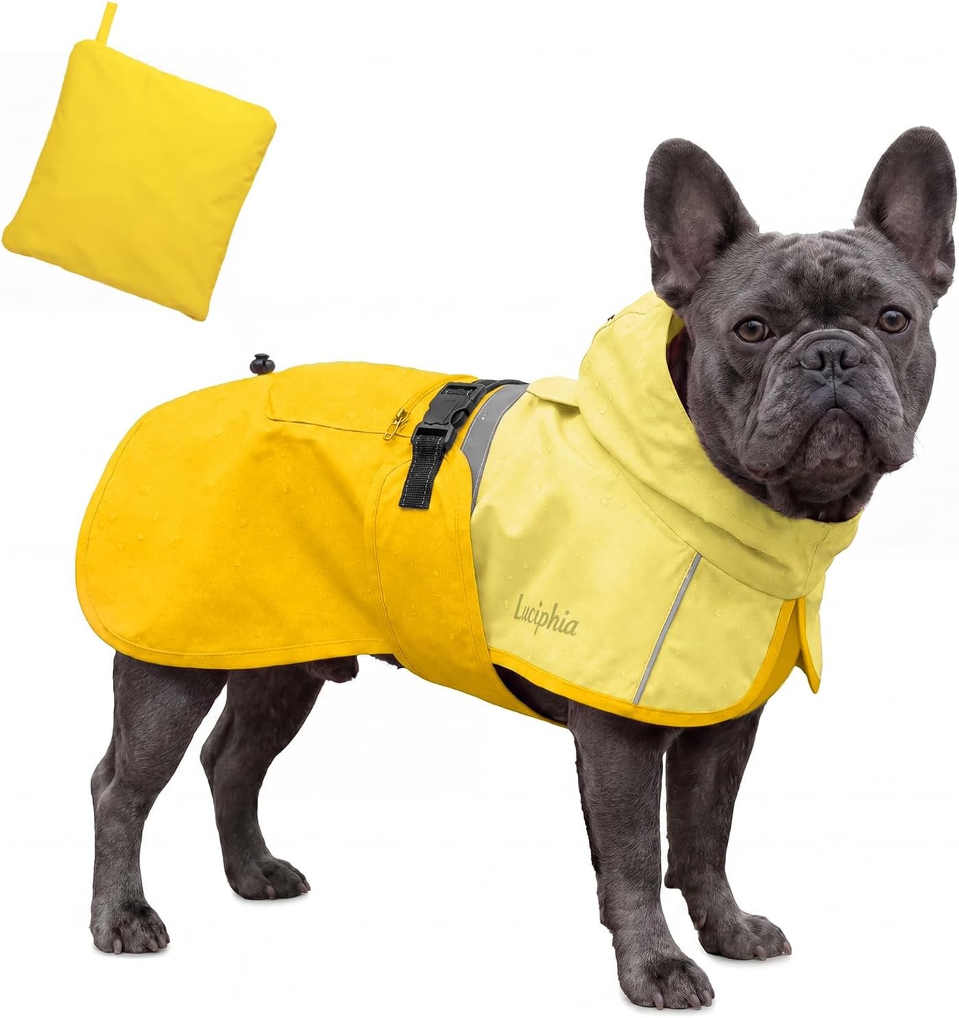Luciphia Dog Raincoat, Adjustable Hooded Reflective Jacket with Pocket