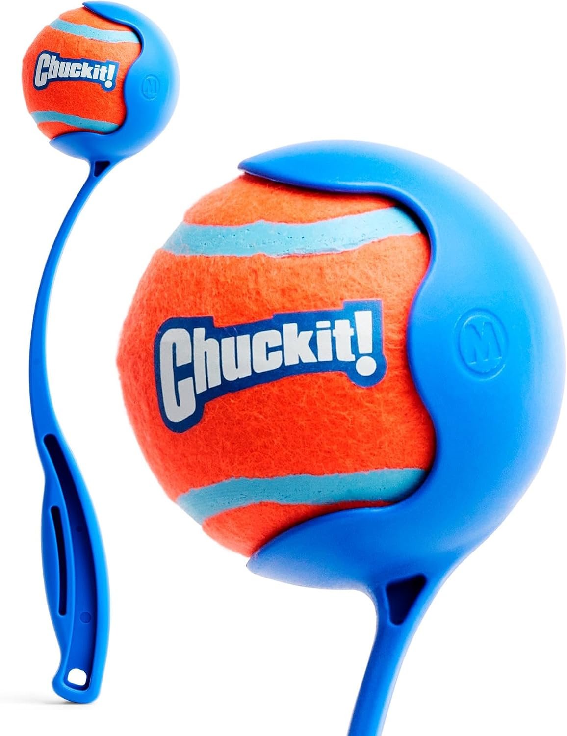 Chuckit! Dog Ball Launcher 12M Sport with 12″ Handle Length for Medium 2.5″ Dog Balls For Dogs 20-60 lb, Plastic Pet Fetch Ball Thrower, Perfect for Kids, Made in USA, Blue