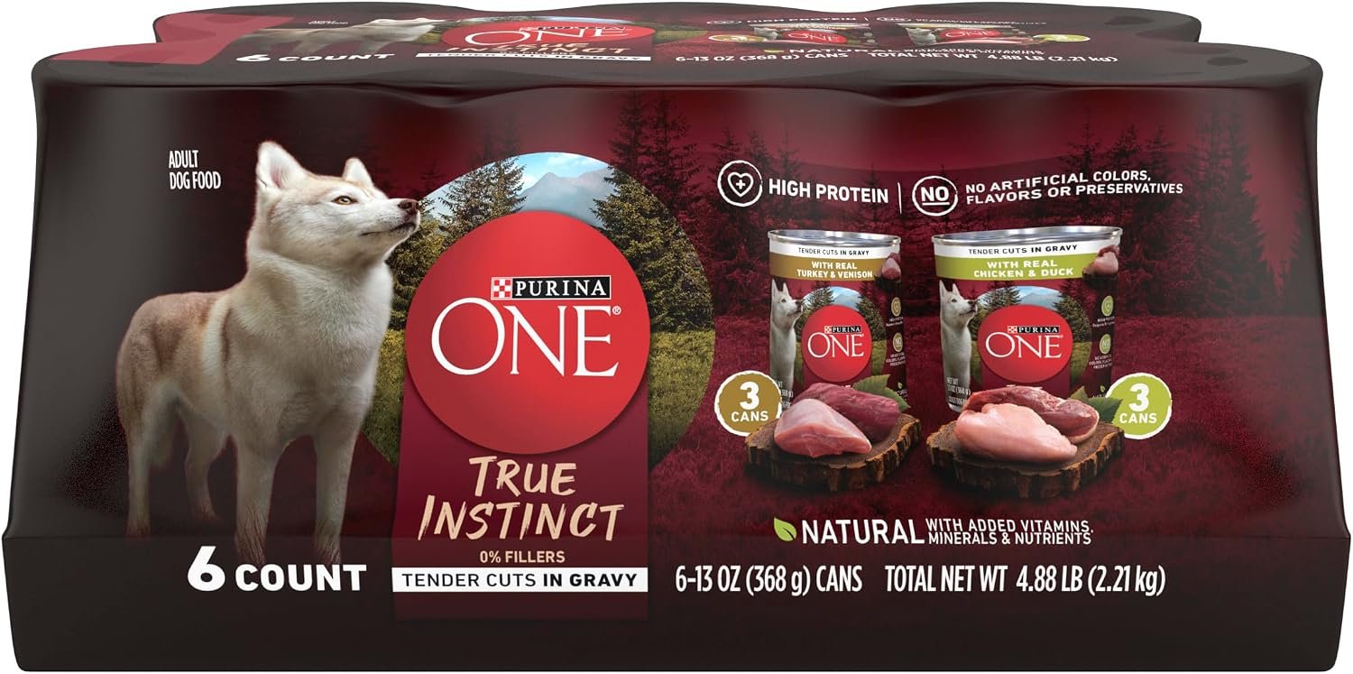 Purina ONE True Instinct Variety Wet Dog Food, Tender Cuts, (6) 13oz Cans