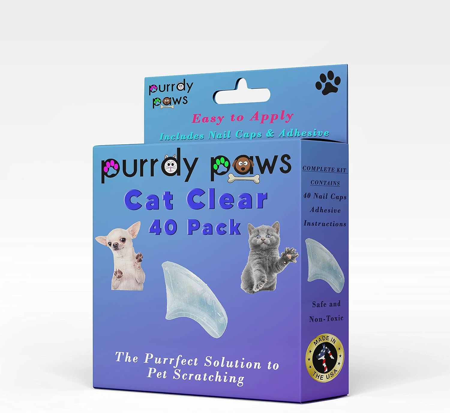 40 Pack Soft Nail Caps for Cat Claws Clear Medium