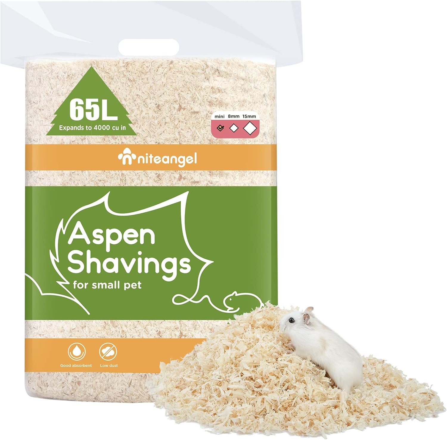 Niteangel Aspen Shaving Hamster Bedding: 65L Absorb Odors & No Dust