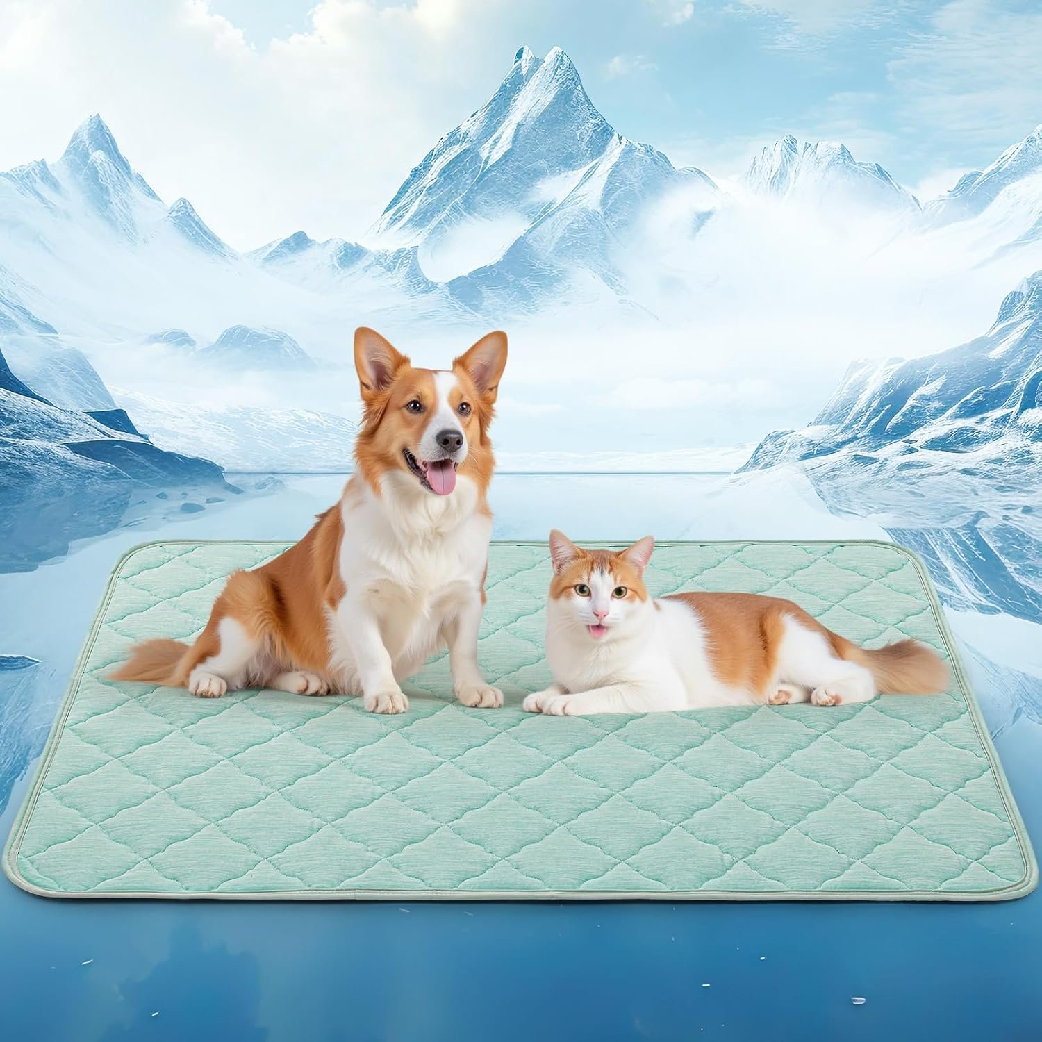 LOOBANI Dog Cooling Mat for Large Dogs – 40″ x 28″ Cooling Mat for Pet with Anti-Slip Bottom, Durable & Washable Non-Toxic Cold Crate Pad for Dogs, Cats, Indoor & Outdoor Use, Sofas, Bed, and Floor