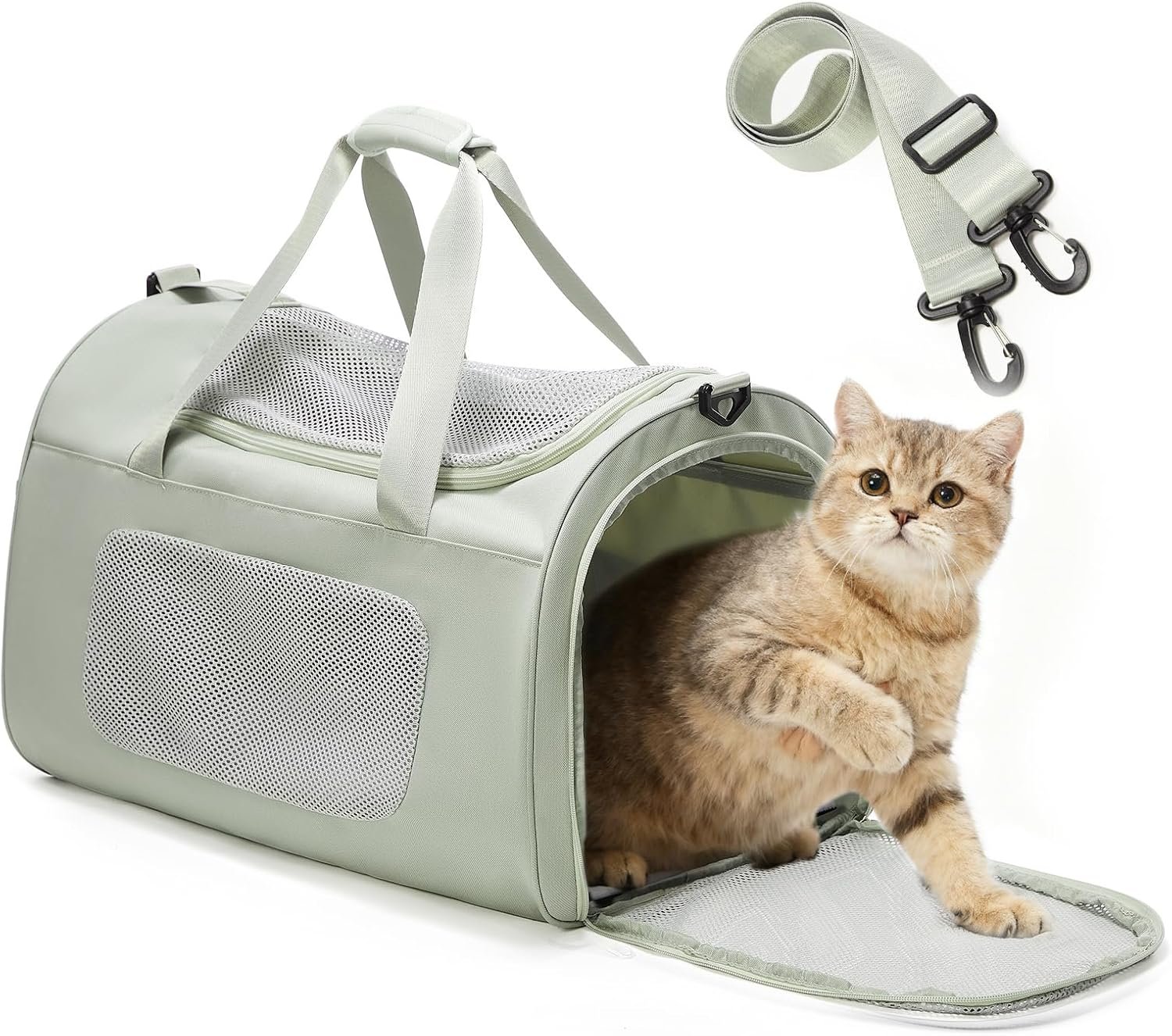 Large Cat Carriers Dog Carrier Pet for Small/Medium Cats Dogs Puppies,Soft-Sided Cat Bag Airline Approved,Carry Up to 20 Lbs,Green
