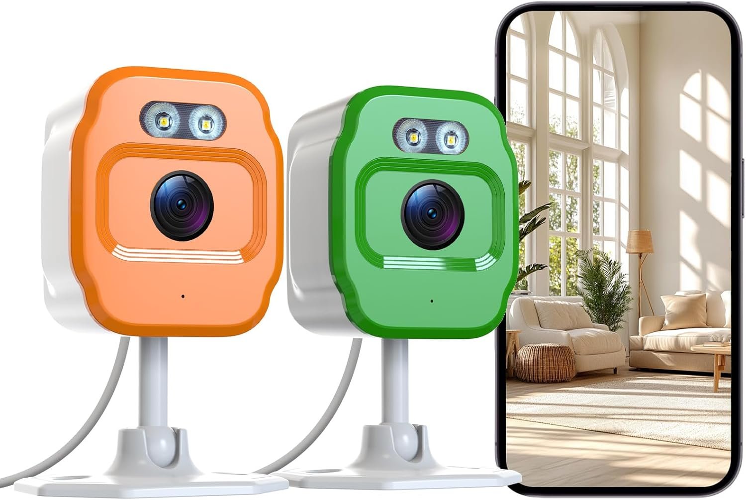 2Pcs 1080P WiFi Security Cameras,Baby Monitor Indoor Security Camera