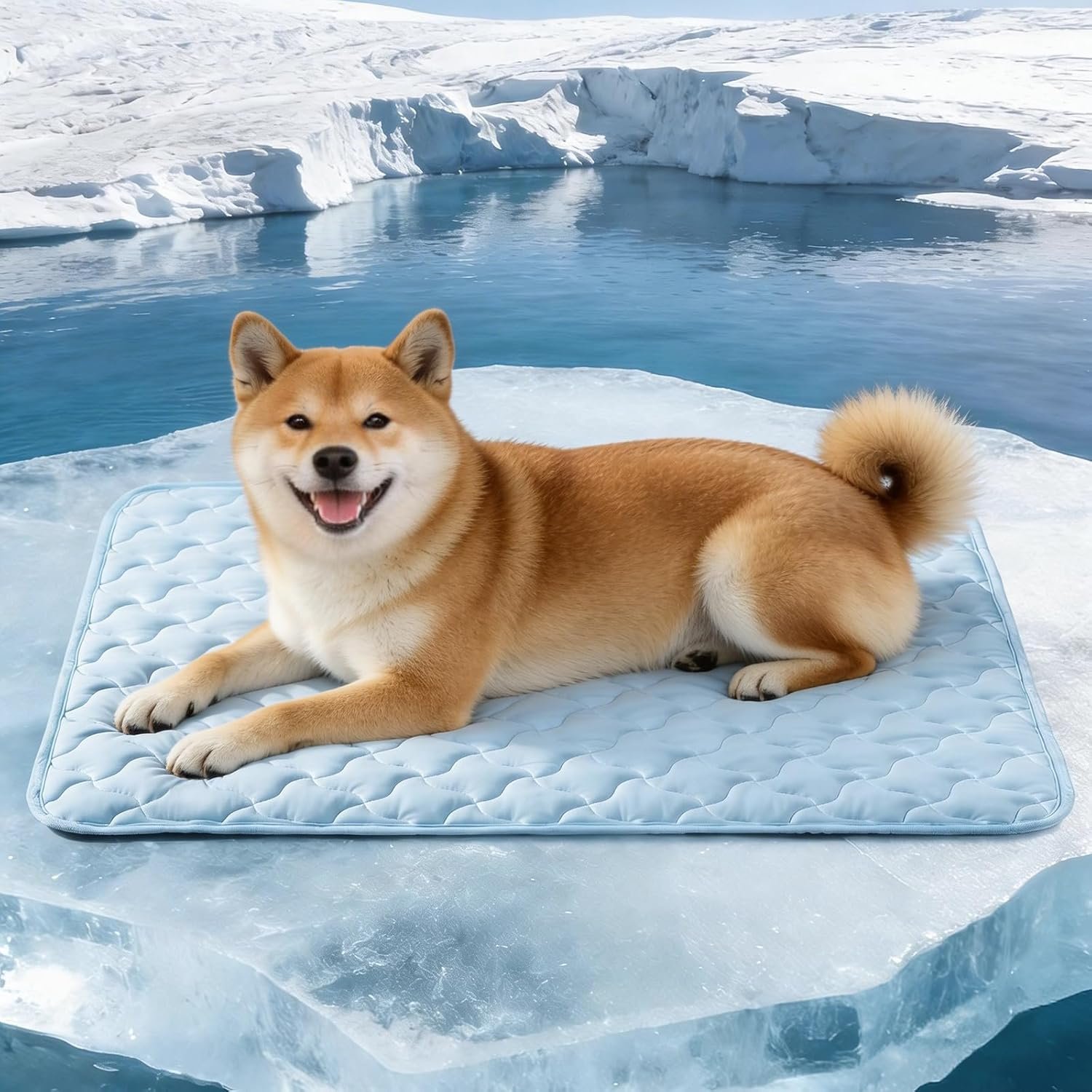 GASUR Cooling Mat for Large Dogs, Q-Max>0.5 Instant Temp Drop Dog Cooling Mats, Cooling Pad for Dog- Summer Indoor Outdoor Travel Use, Snag Resistant，Machine Washable& Anti-Slip, 36″X26″ Blue