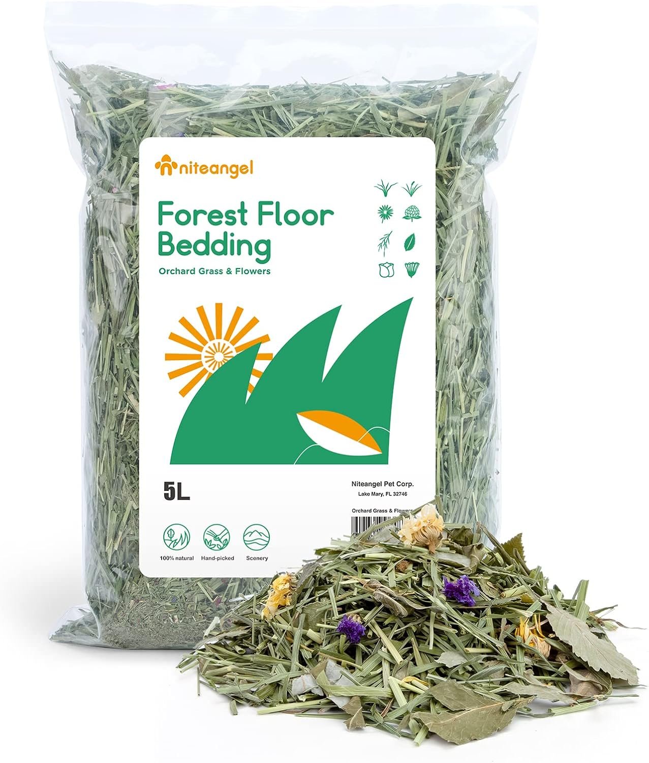 Niteangel Natural & Soft Hamster Bedding Mate: Air-Dried Flowers & Grass