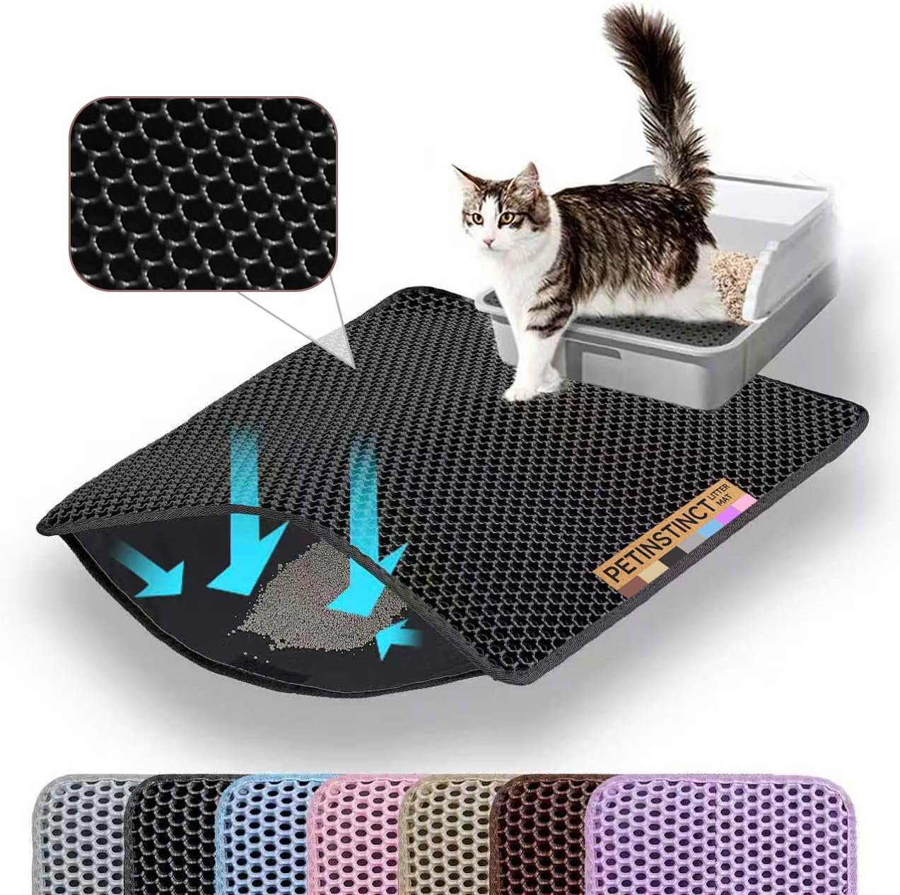 Cat Litter Mat, Double Layer Honeycomb Litter Box Mat