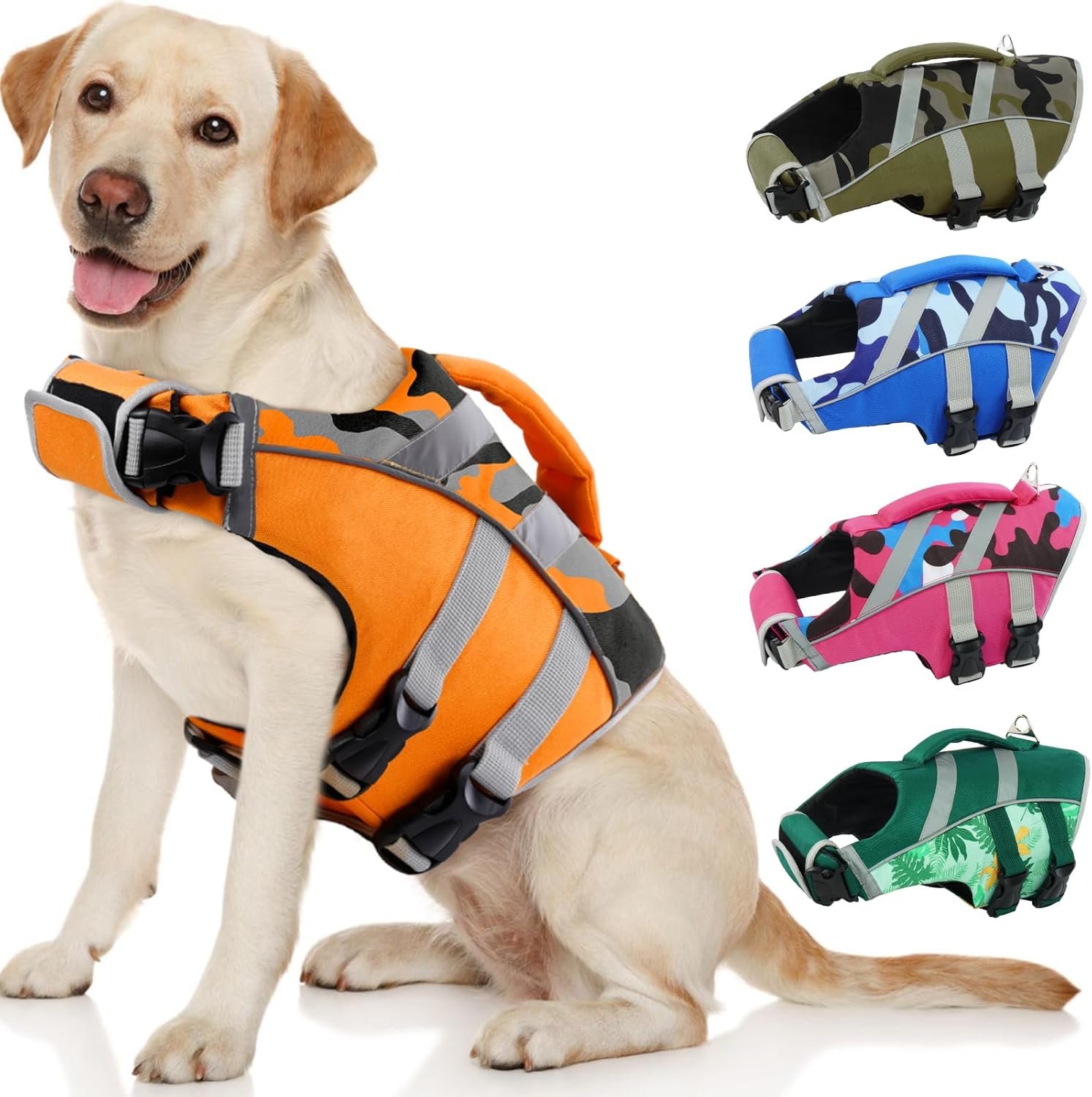 Kuoser Reflective Dog Life Jacket, Dog Life Vest for Swimming Boating