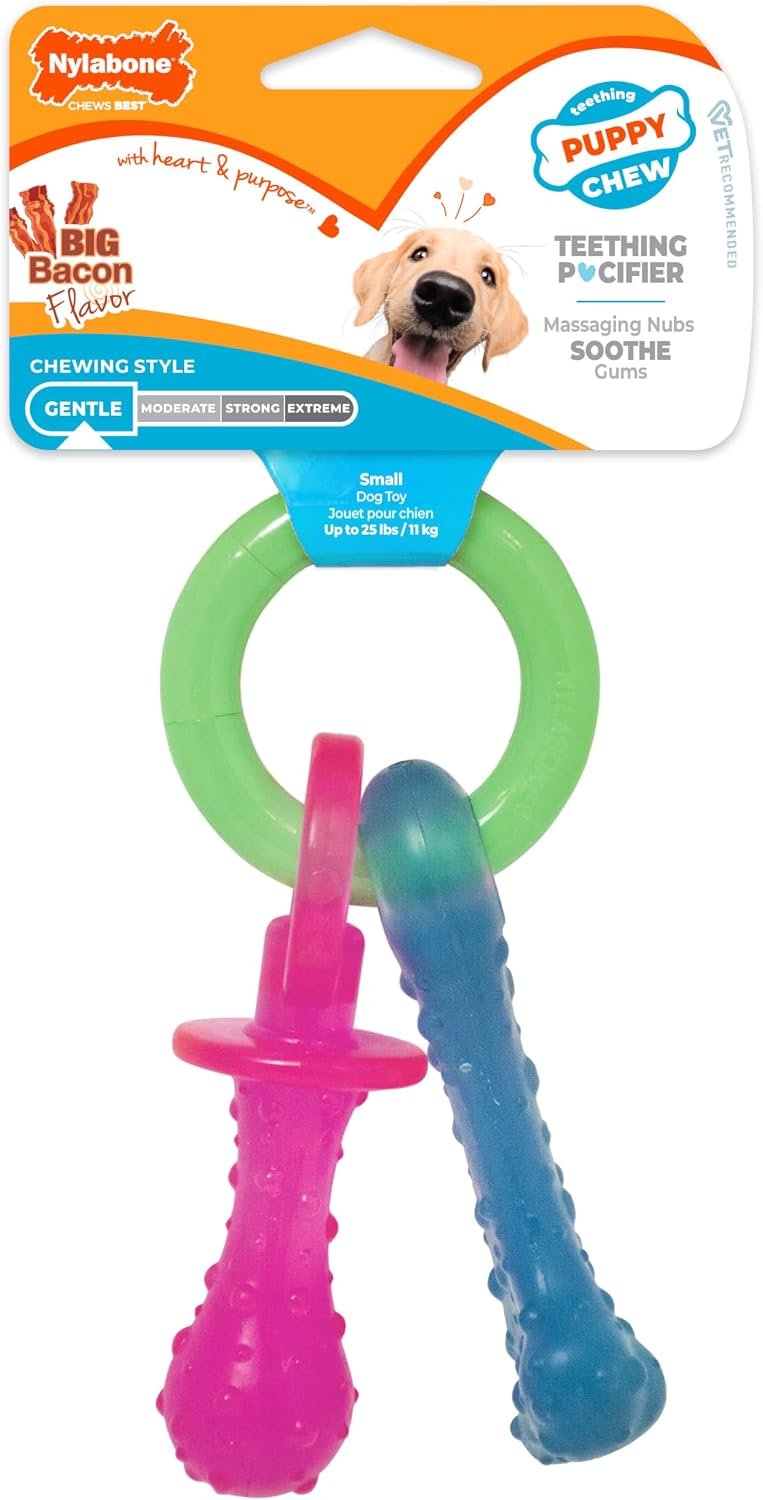 Nylabone Puppy Pacifier Chew Toy, Teething Toys for Puppies up to 25 lbs