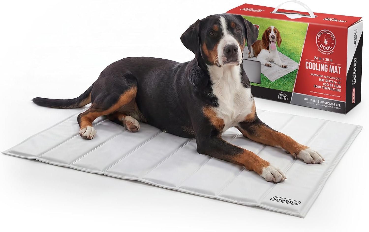 Coleman Patented Self Cooling Pet Mat 24 x 30 Inches, Cooling Pad for Dogs & Cats, Pressure Activated Gel Mat, No Refrigeration Needed, Dog Cooling Bed for Crate, Kennel, Floor & Travel