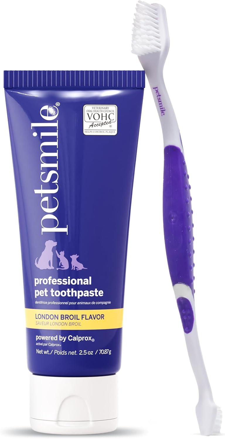 Petsmile Pet Teeth Brushing Kit, Toothpaste + Brush, London Broil 2.5 Oz