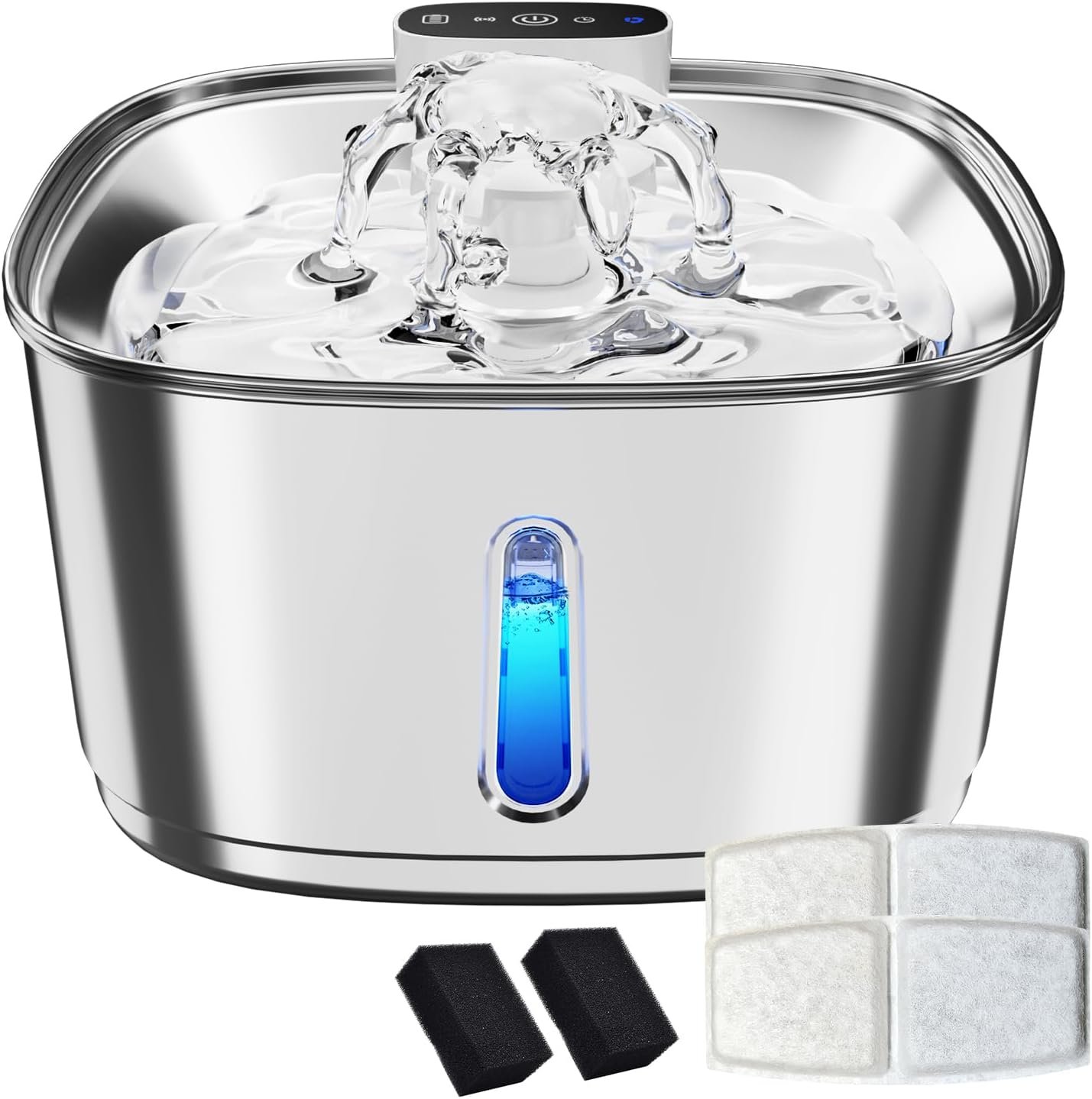 108oz/3.2L Cat Water Fountain Cordless with 2 Filters & 2 Sponges